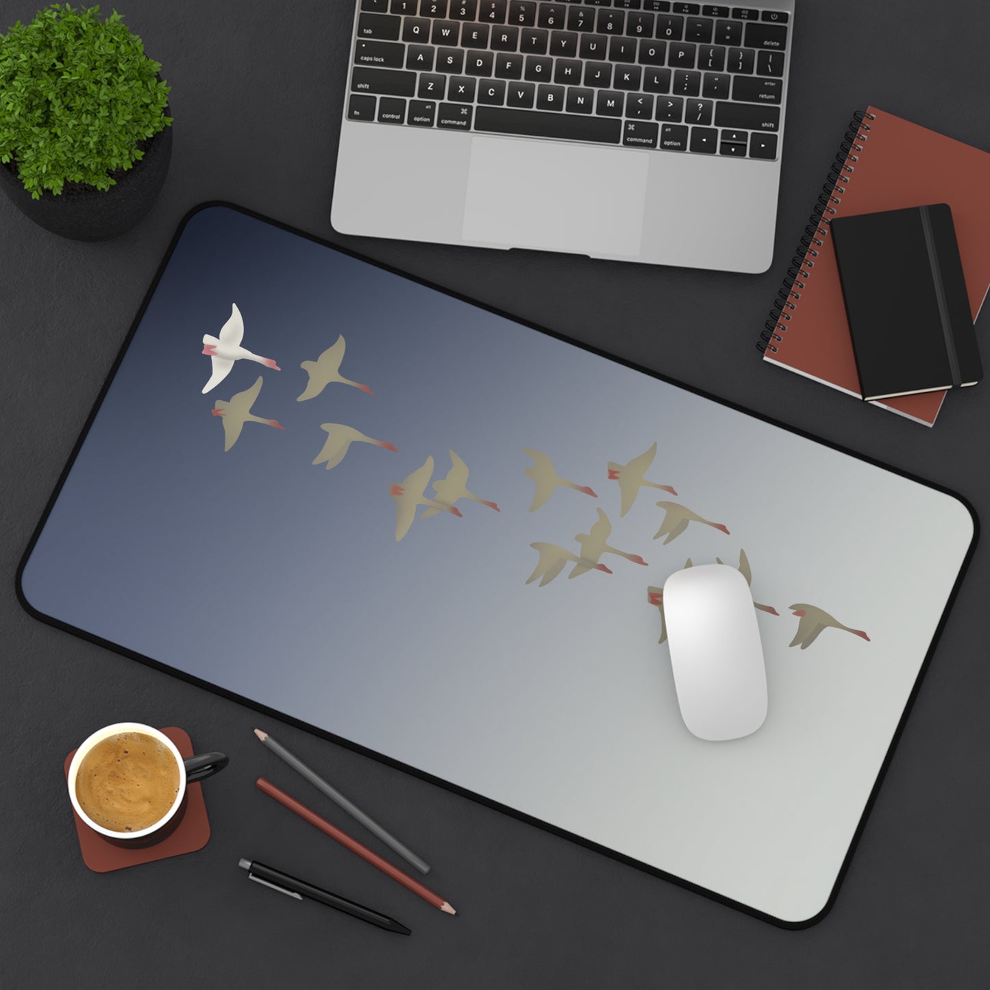 Elegant Migrating Birds Desk Mat