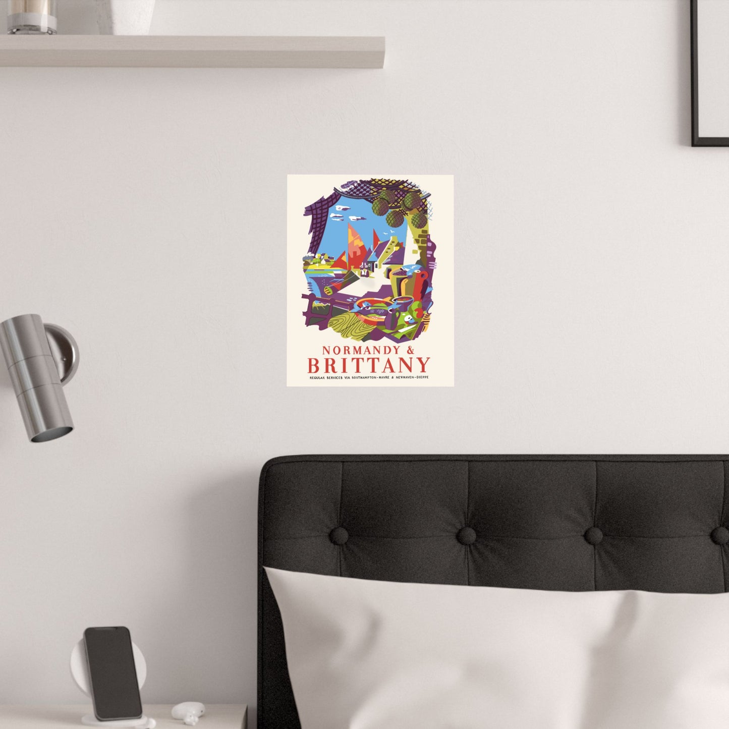 Vintage Travel Destination Normandy & Brittany Satin Poster