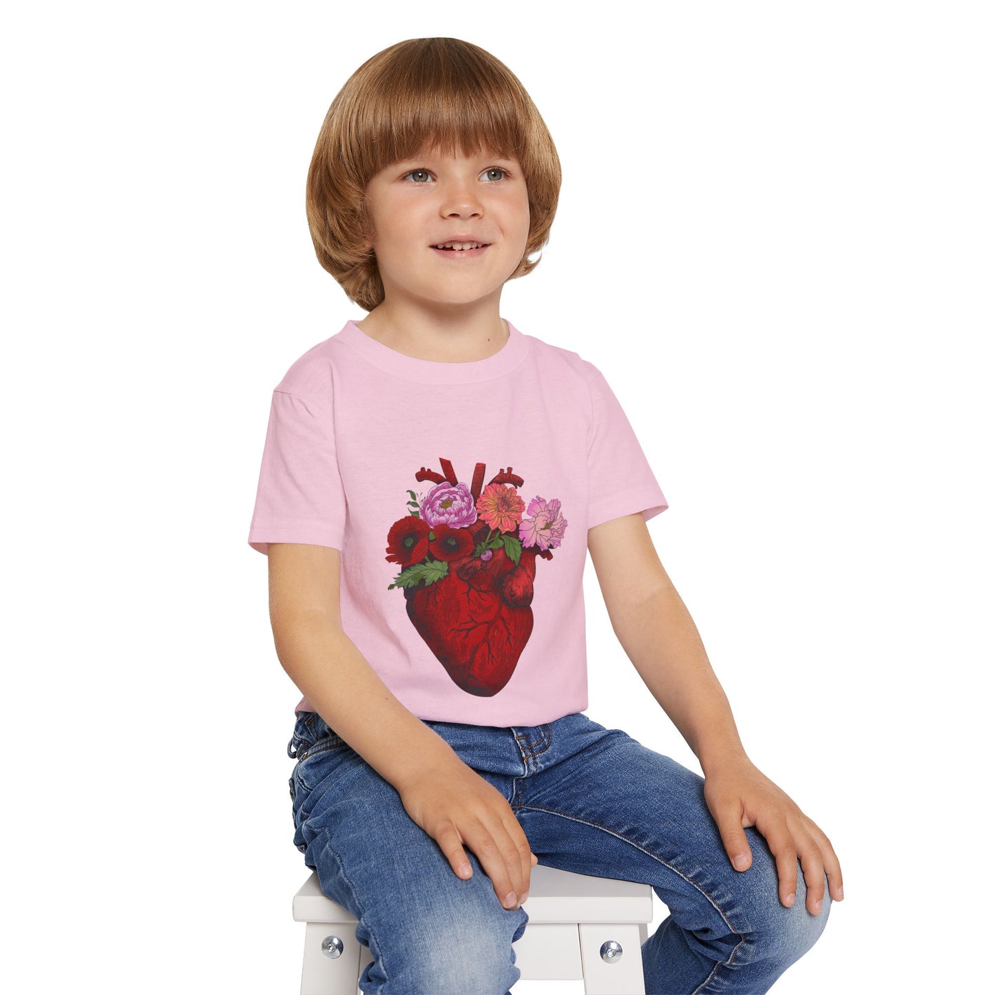 Floral Heart Toddler T-Shirt — Floral Anatomical Heart Graphic