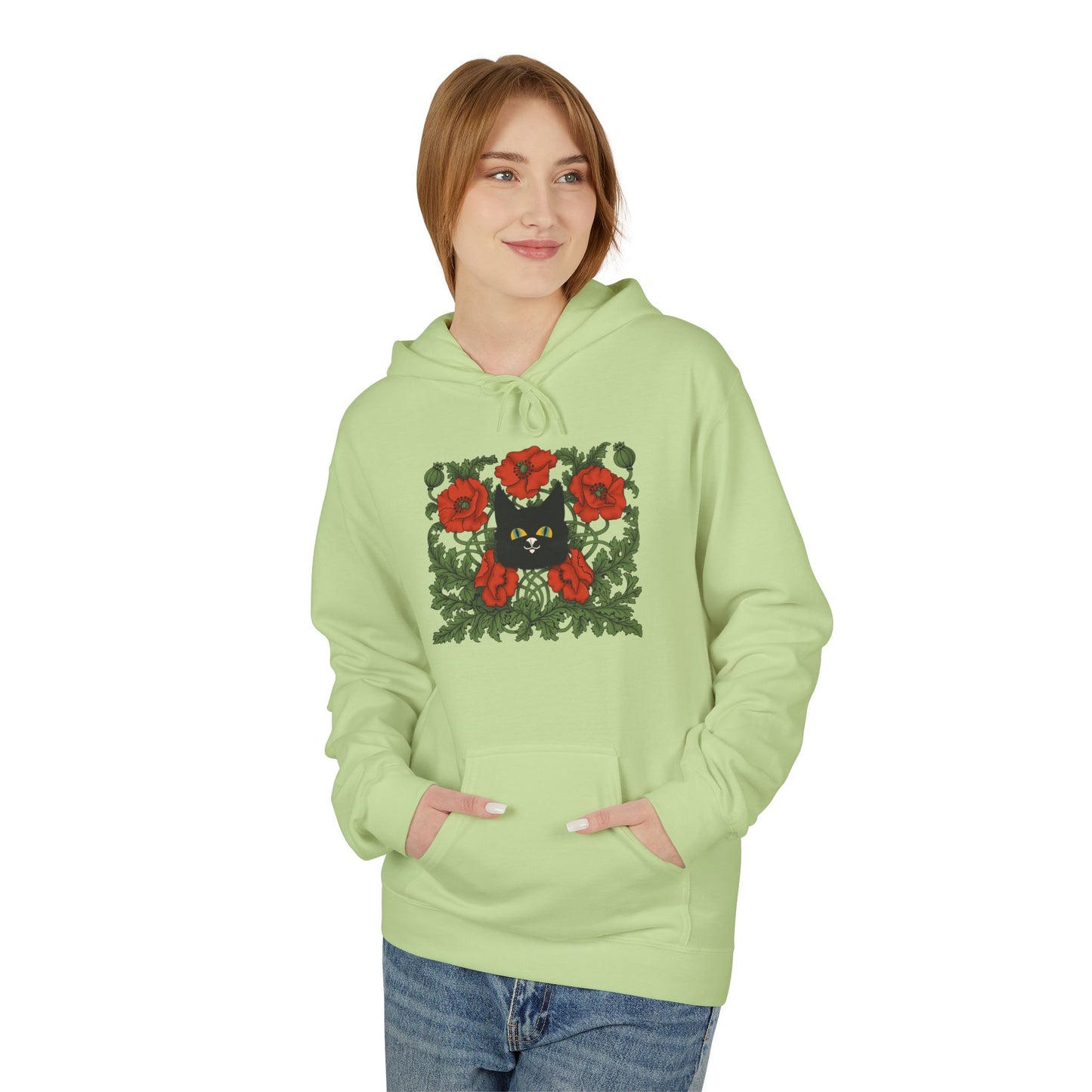 Poppy Floral Hoodie — Red Poppies Vintage Botanical Print