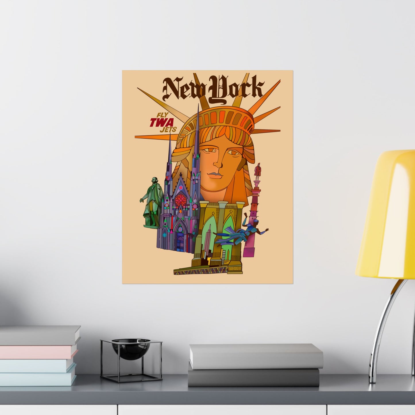 Vintage Travel Poster to New York Satin Poster High Definition
