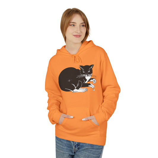 Black Cat Claws Illustration  by Henri Van Der Stok Hoodie — Cute Sleeping Cat Graphic Pullover