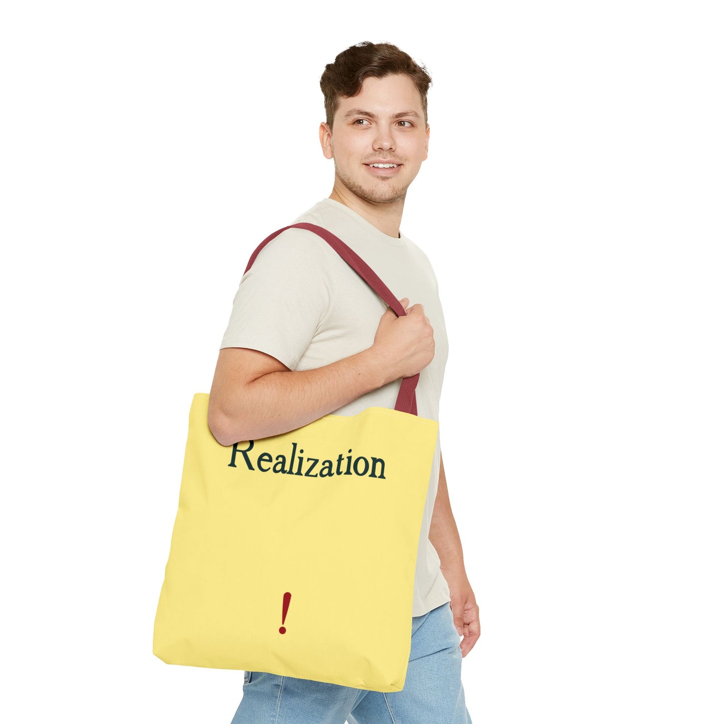 Realization Exclamation Tote Bag — Yellow AOP Everyday Carry