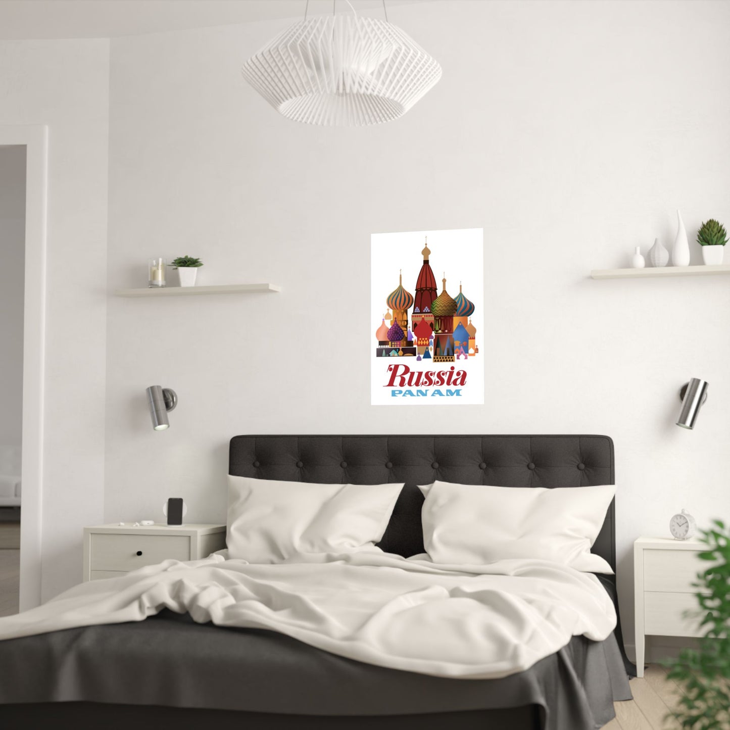 Vintage Air Travel Pan-Am Russia Satin Poster