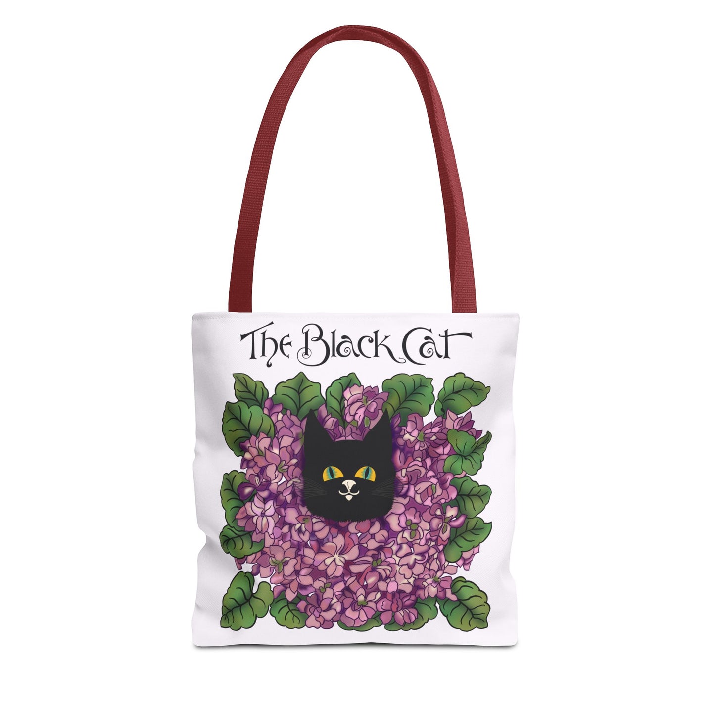 Black Cat Lilac Tote Bag — "The Black Cat" AOP Canvas Tote
