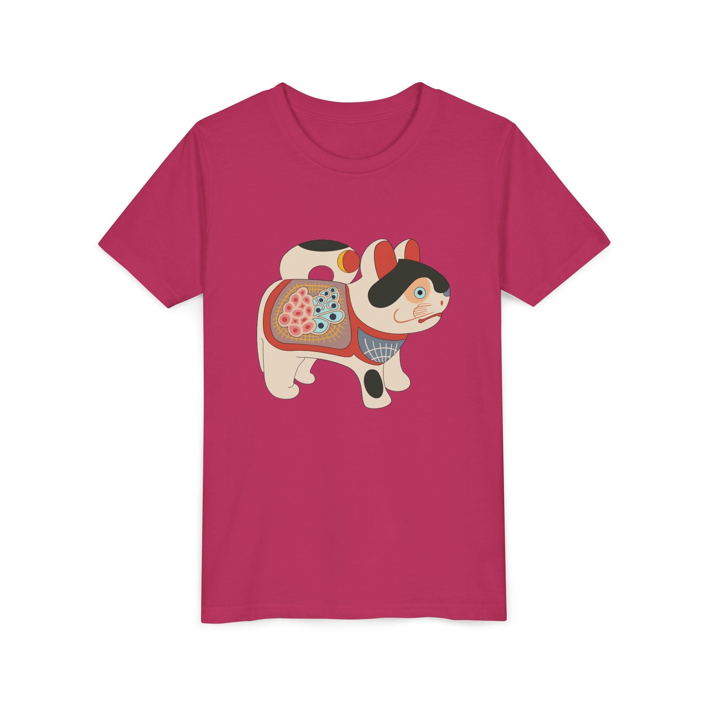 Lucky Inu Hariko illustration by Kawasaki Kyosen Youth Tshirt— Japanese Lucky Cat Tee
