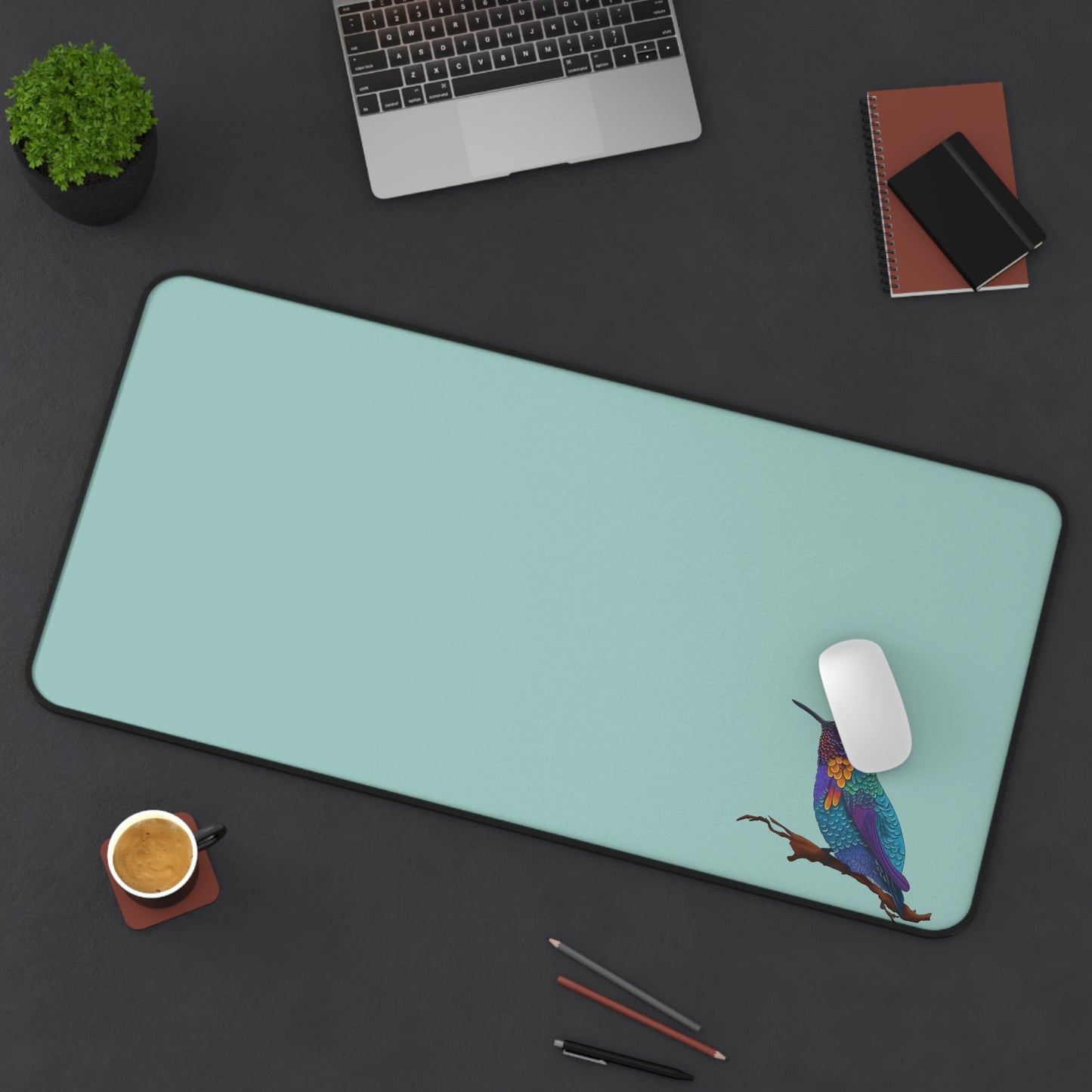 Colorful Hummingbird Desk Mat