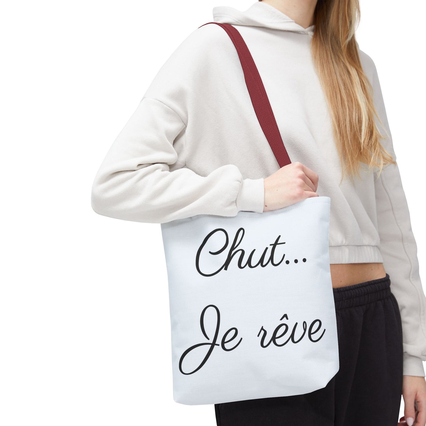 Tote Bag — "Chut... Je rêve" French Script Reversible Tote
