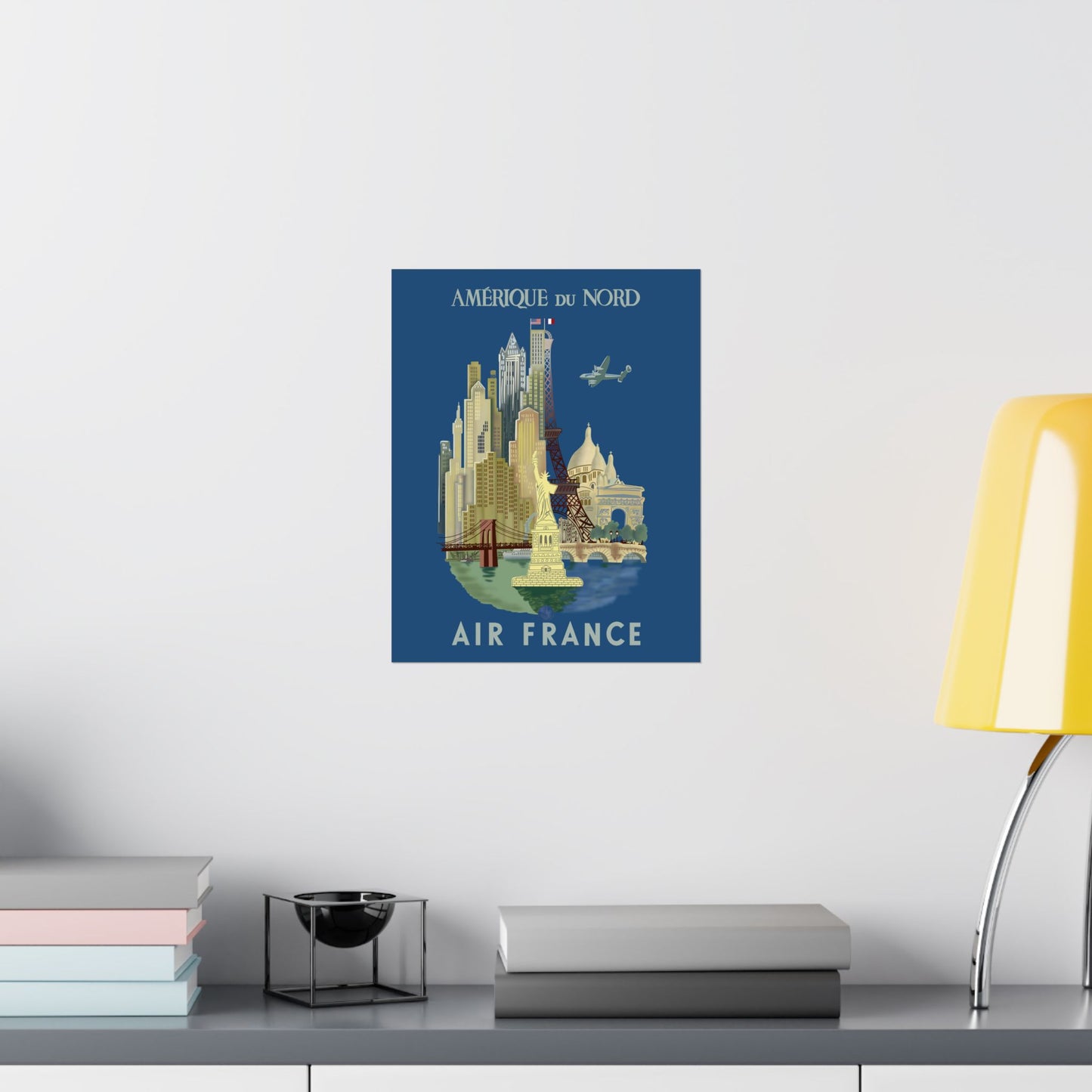 Vintage Air France North America Satin Poster