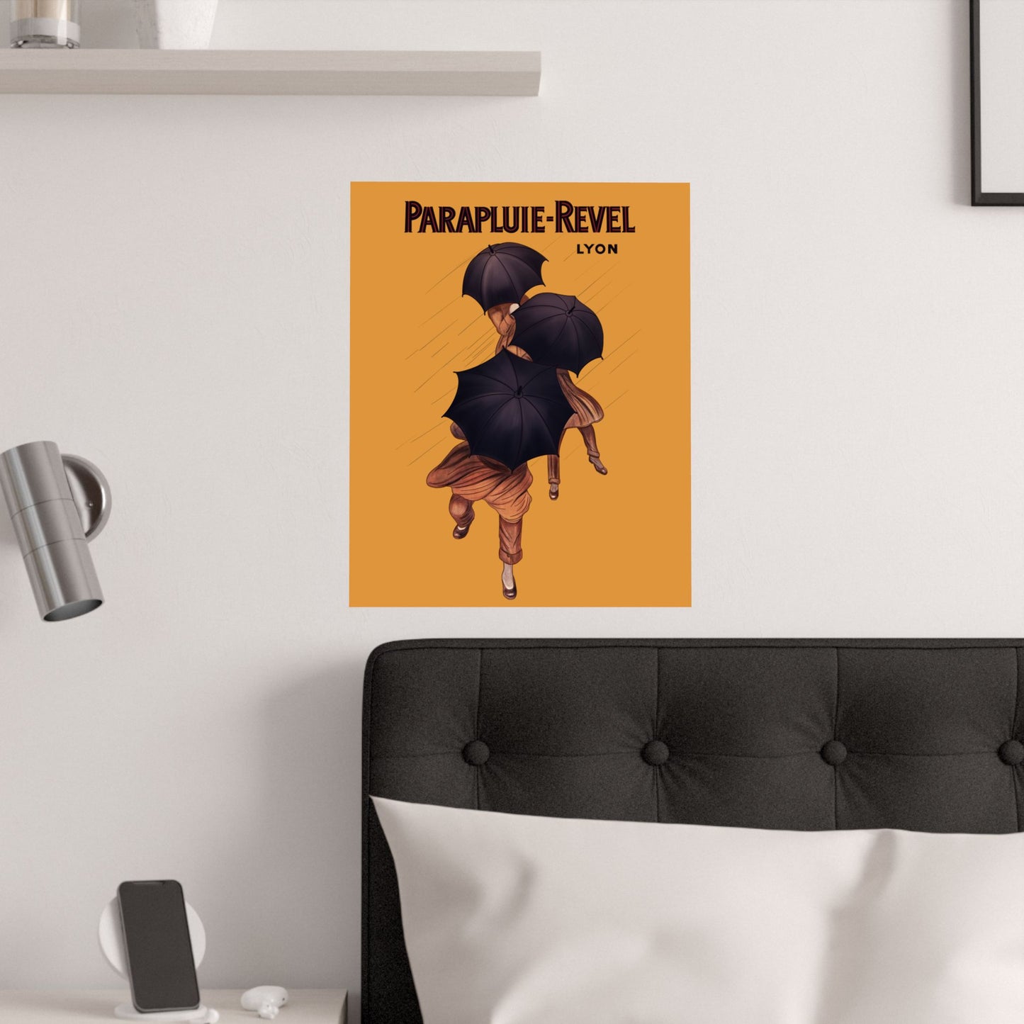 Vintage Parapluie Revel Lyon Umbrella Art Satin Poster