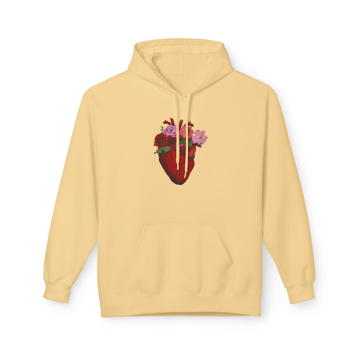 Floral Anatomical Heart Hoodie — Botanical Heart Graphic Pullover