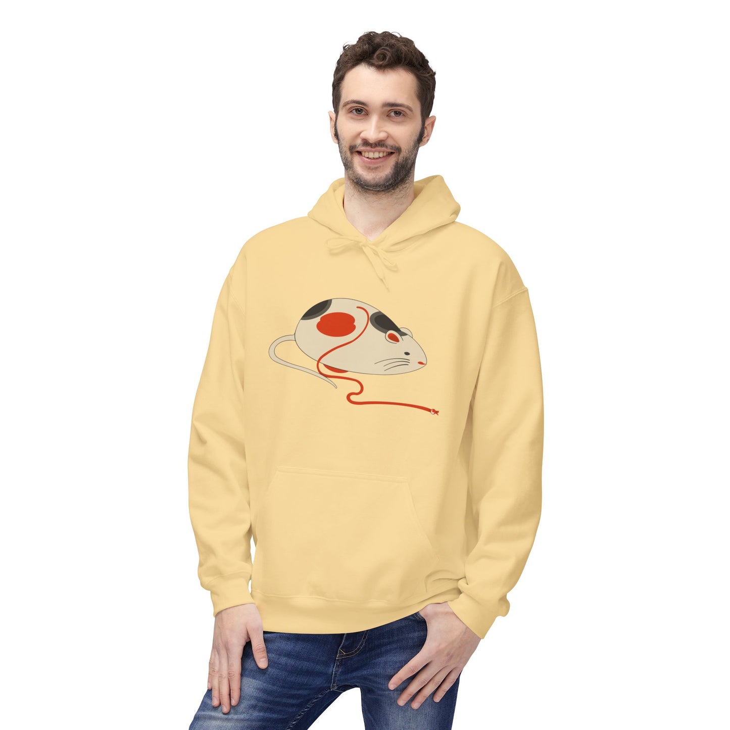 Japanese "Nezumi" Mouse Hoodie — Cute Calico Mouse Illustration Pullover