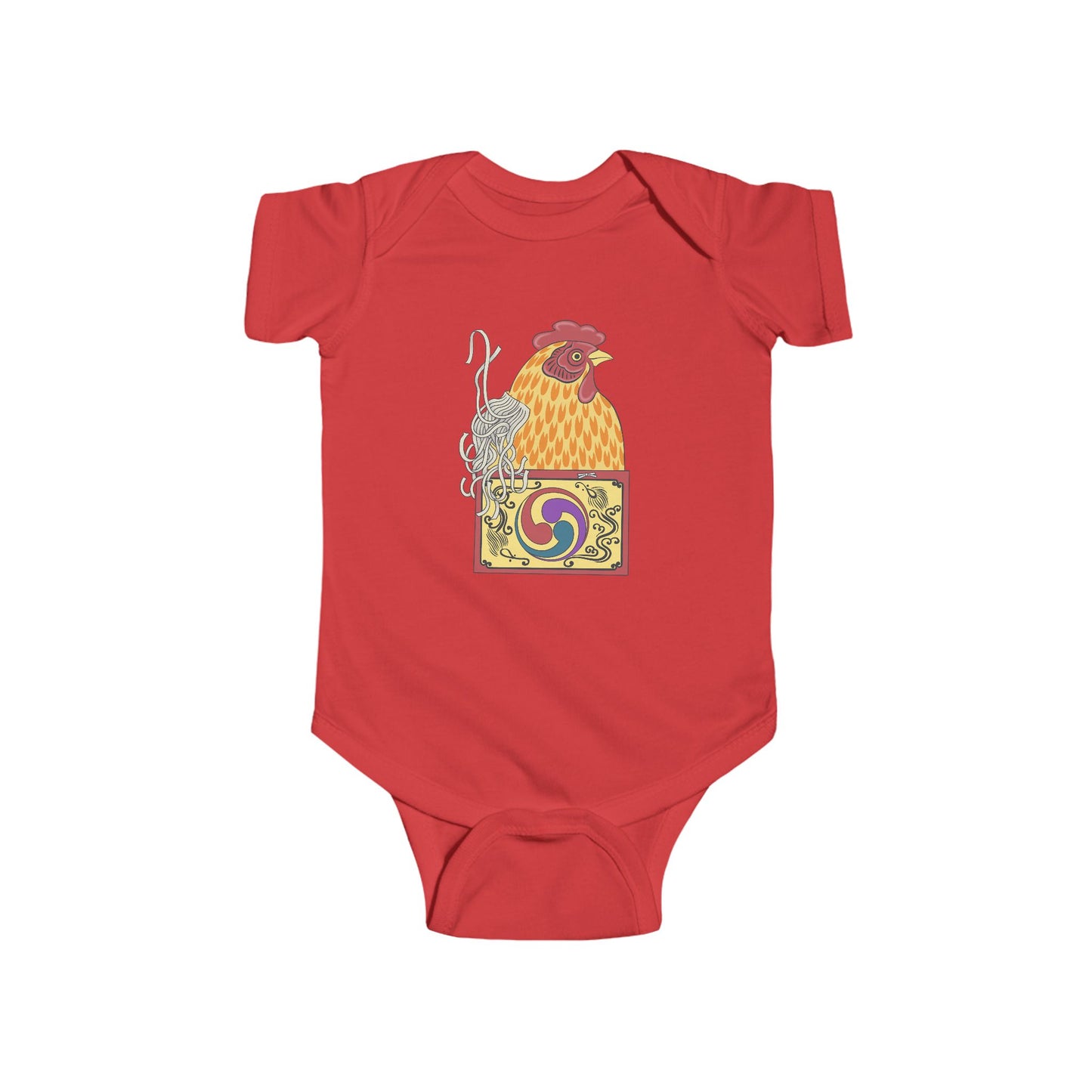 Japanese Rooster Infant Onesie — Colorful Rooster Shimizu Seifū