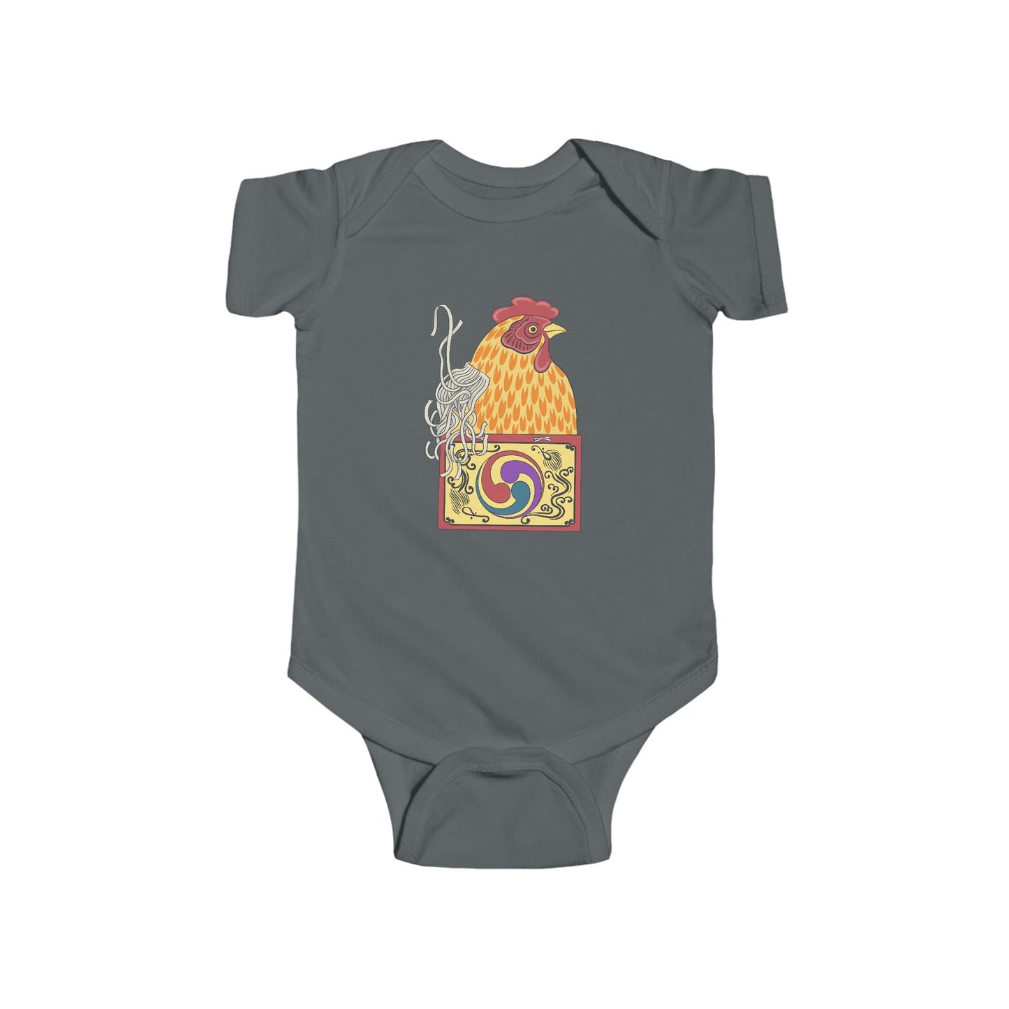 Japanese Rooster Infant Onesie — Colorful Rooster Shimizu Seifū