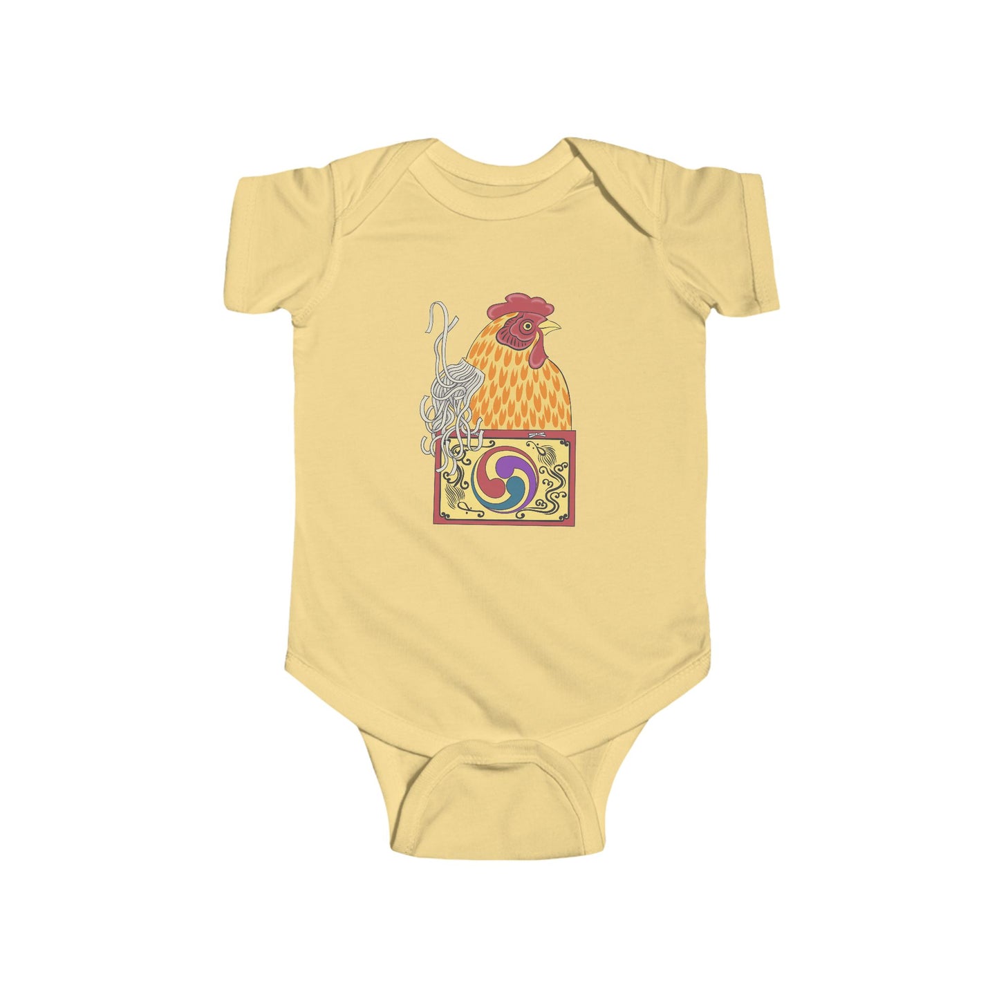 Japanese Rooster Infant Onesie — Colorful Rooster Shimizu Seifū
