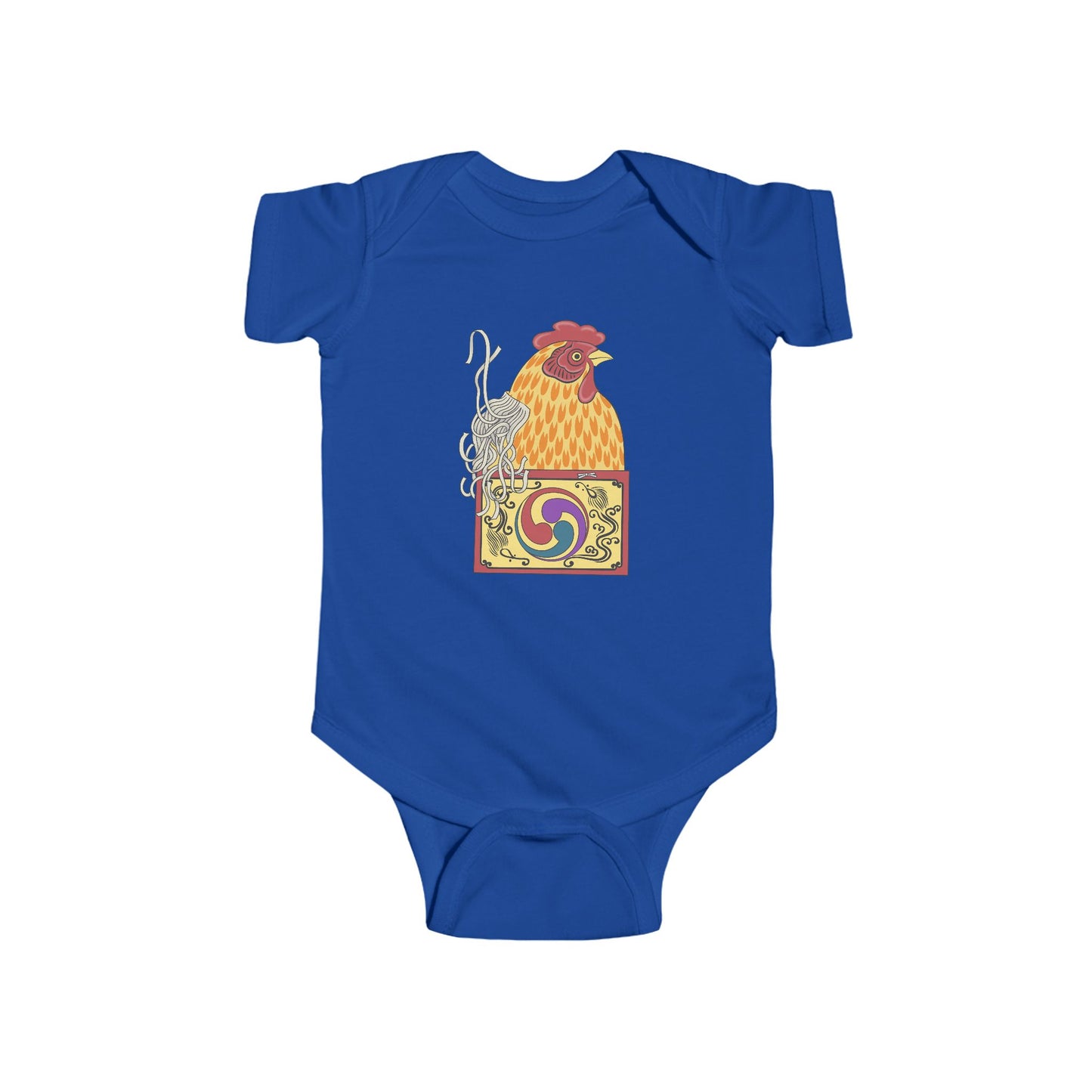 Japanese Rooster Infant Onesie — Colorful Rooster Shimizu Seifū