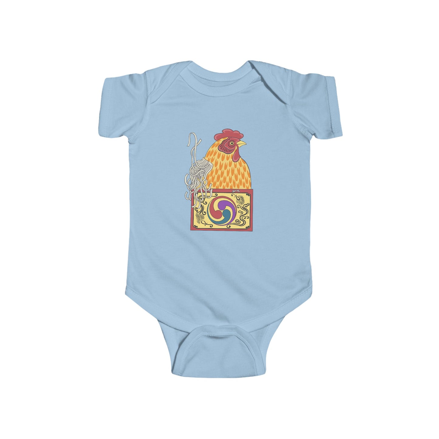 Japanese Rooster Infant Onesie — Colorful Rooster Shimizu Seifū