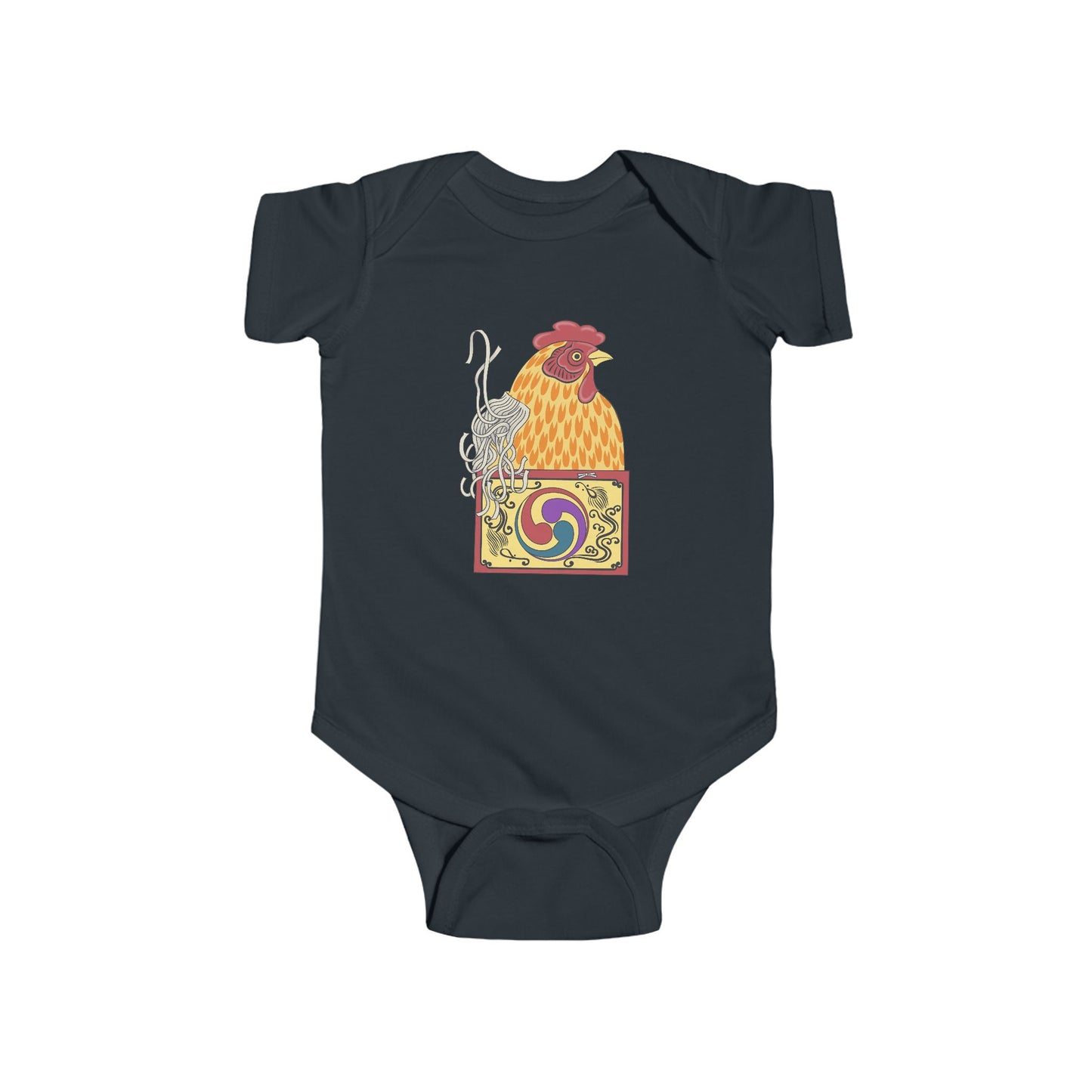 Japanese Rooster Infant Onesie — Colorful Rooster Shimizu Seifū
