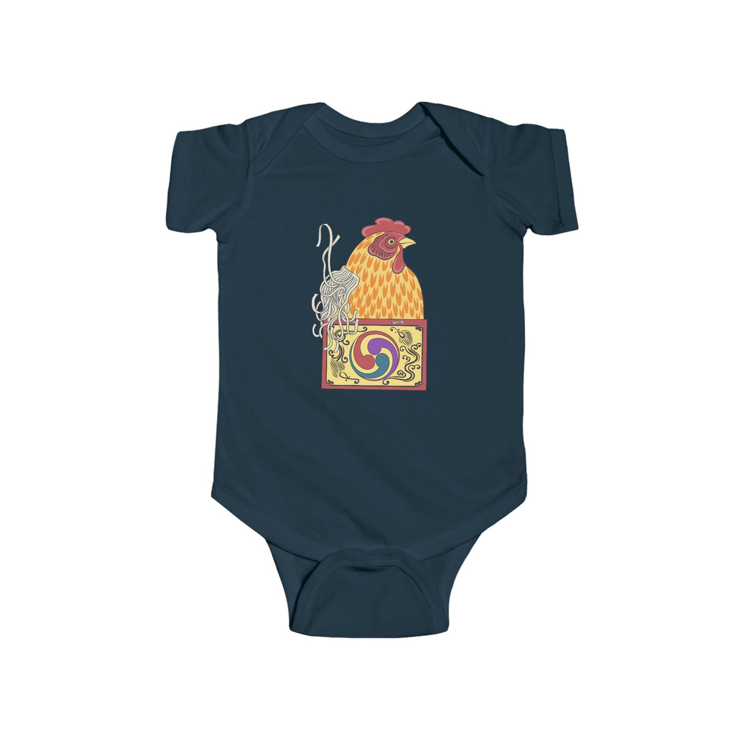 Japanese Rooster Infant Onesie — Colorful Rooster Shimizu Seifū