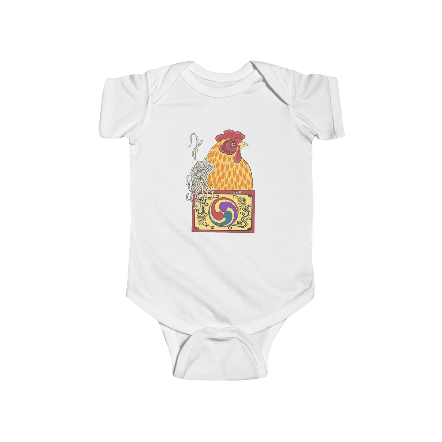 Japanese Rooster Infant Onesie — Colorful Rooster Shimizu Seifū