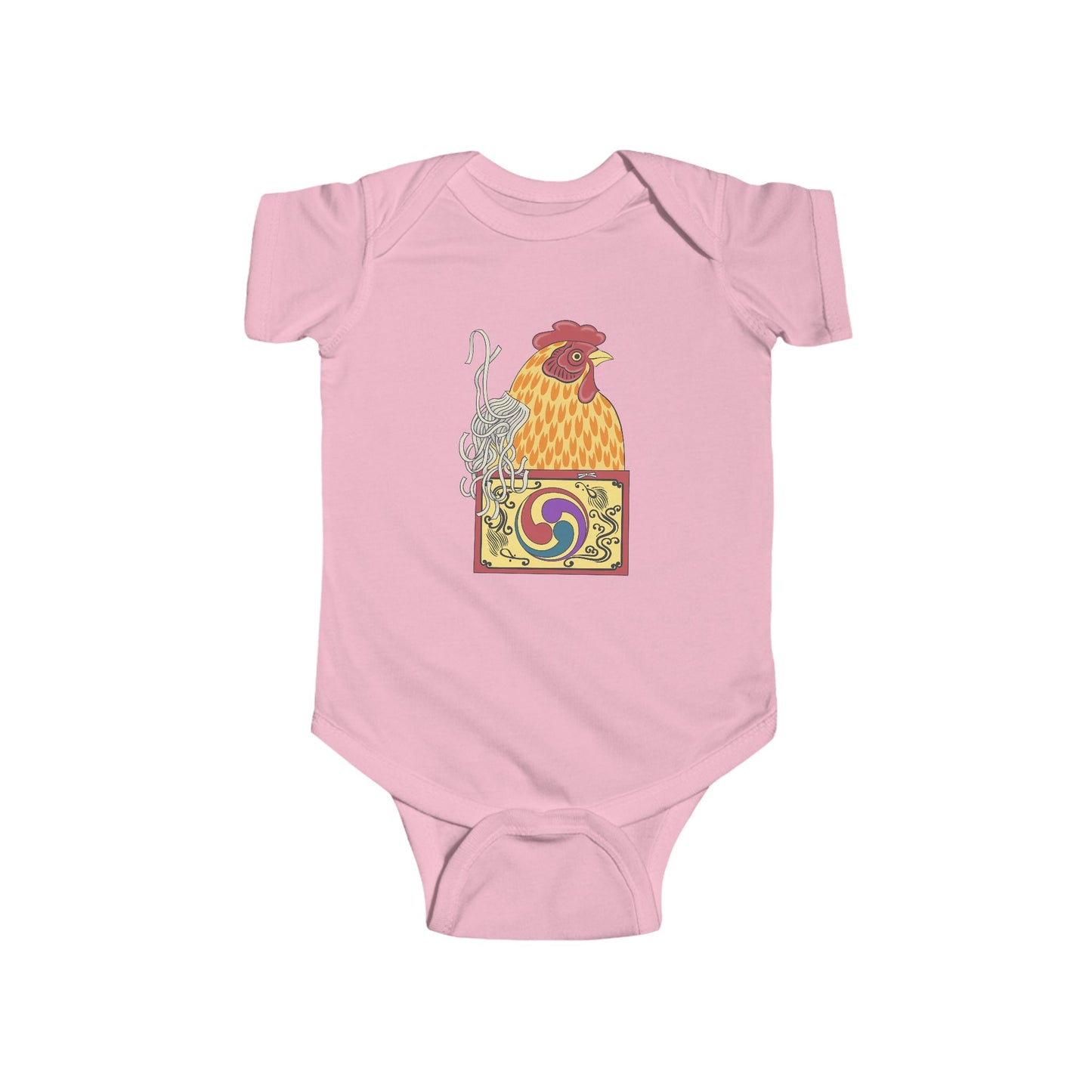 Japanese Rooster Infant Onesie — Colorful Rooster Shimizu Seifū