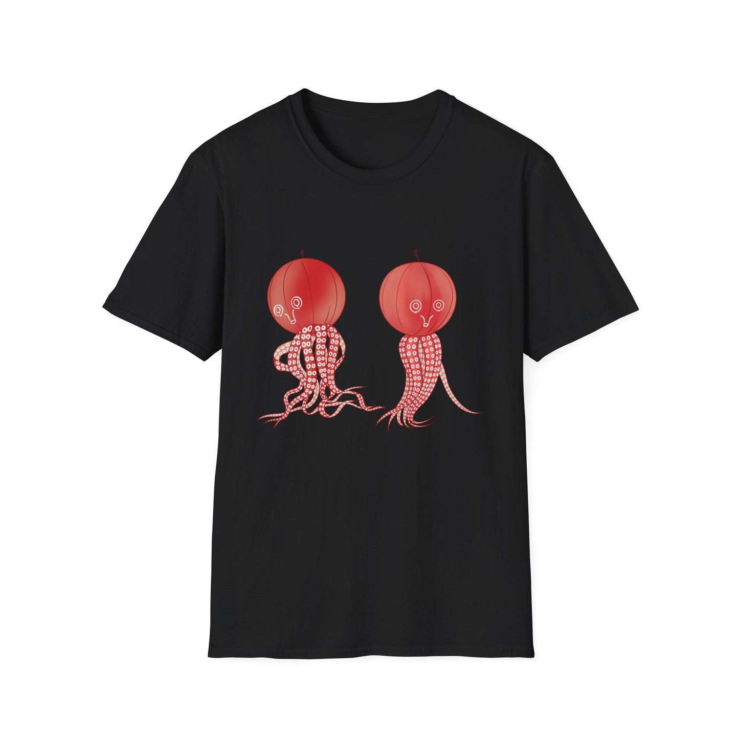 Red Jellyfish Duo by Koizumi Kawasaki TShirt — Cute Ocean Sea Creature Tees