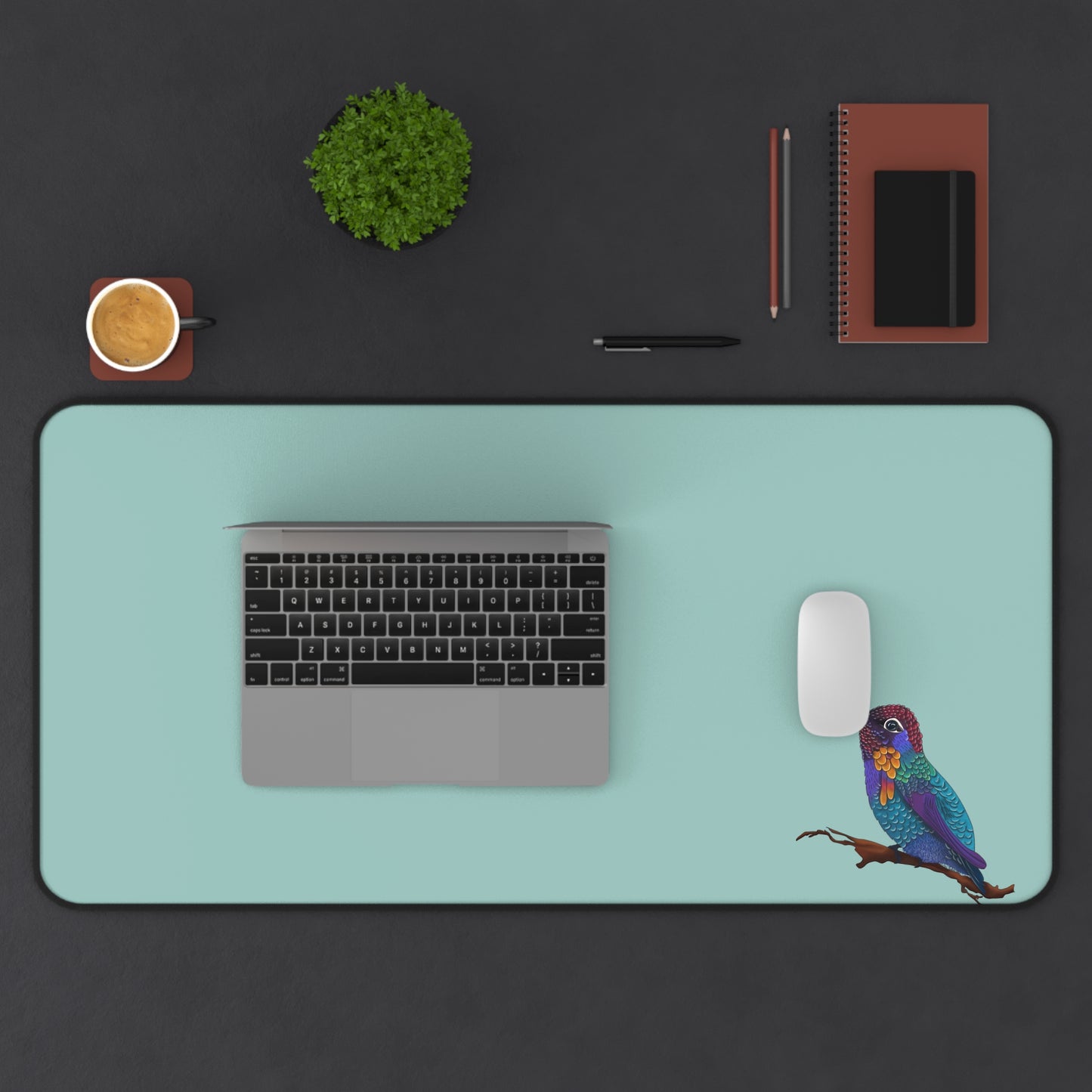 Colorful Hummingbird Desk Mat