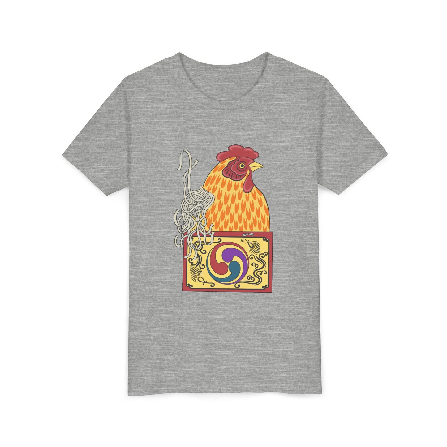 Japanese Rooster  Youth T-Shirt — Colorful Rooster Shimizu Seifū