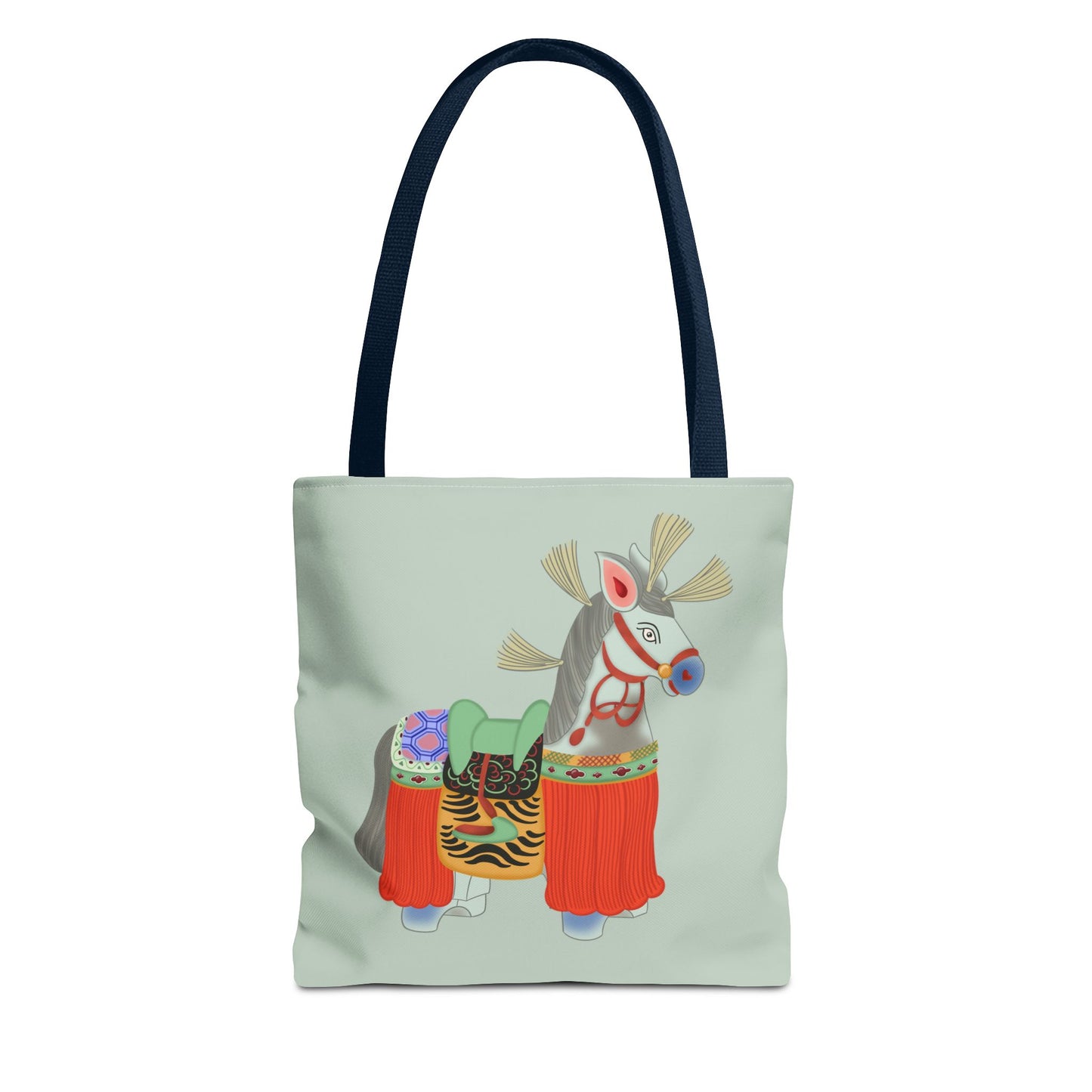 Japanese Folk Toy Horse Tote Bag — Colorful Ethnic Pattern AOP Shopper