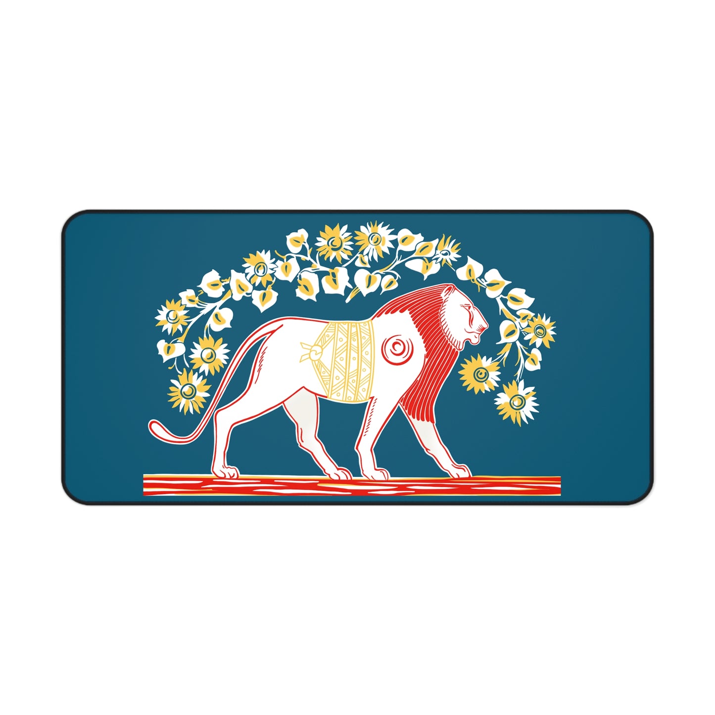 Vintage Lion Desk Mat with Floral Design