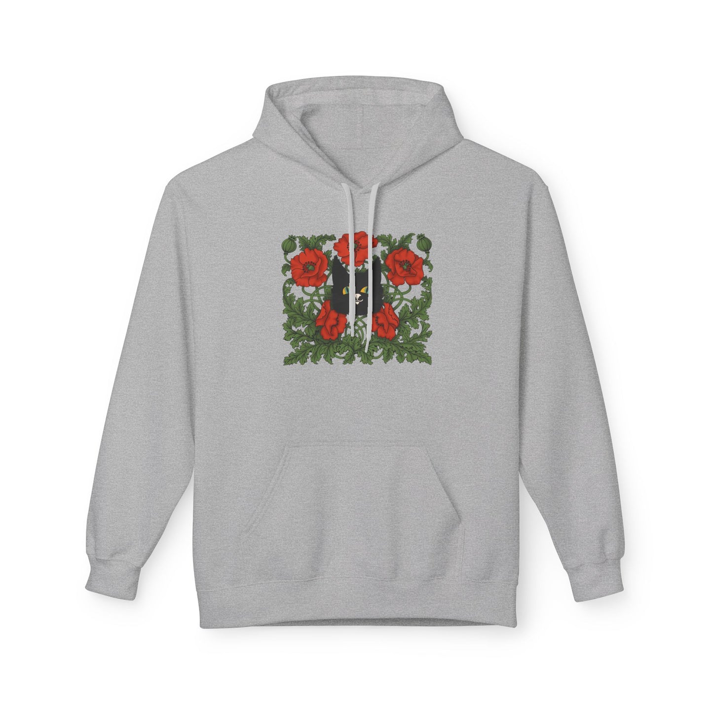 Poppy Floral Hoodie — Red Poppies Vintage Botanical Print