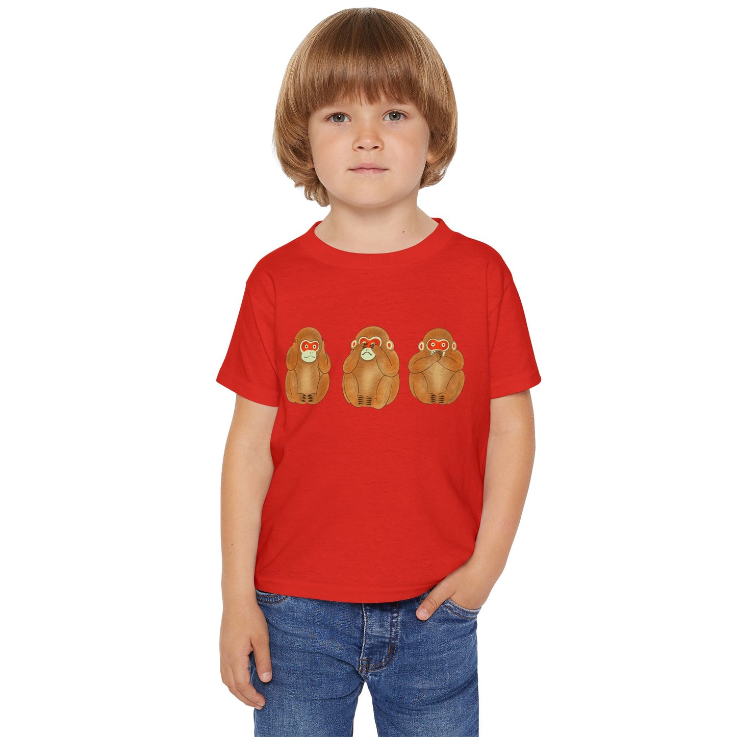 Three Wise Monkeys Fushimi clay doll Toddler TShirt | Three Wise Monkeys
