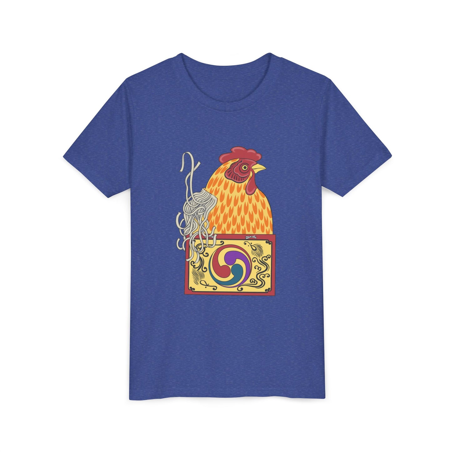 Japanese Rooster  Youth T-Shirt — Colorful Rooster Shimizu Seifū
