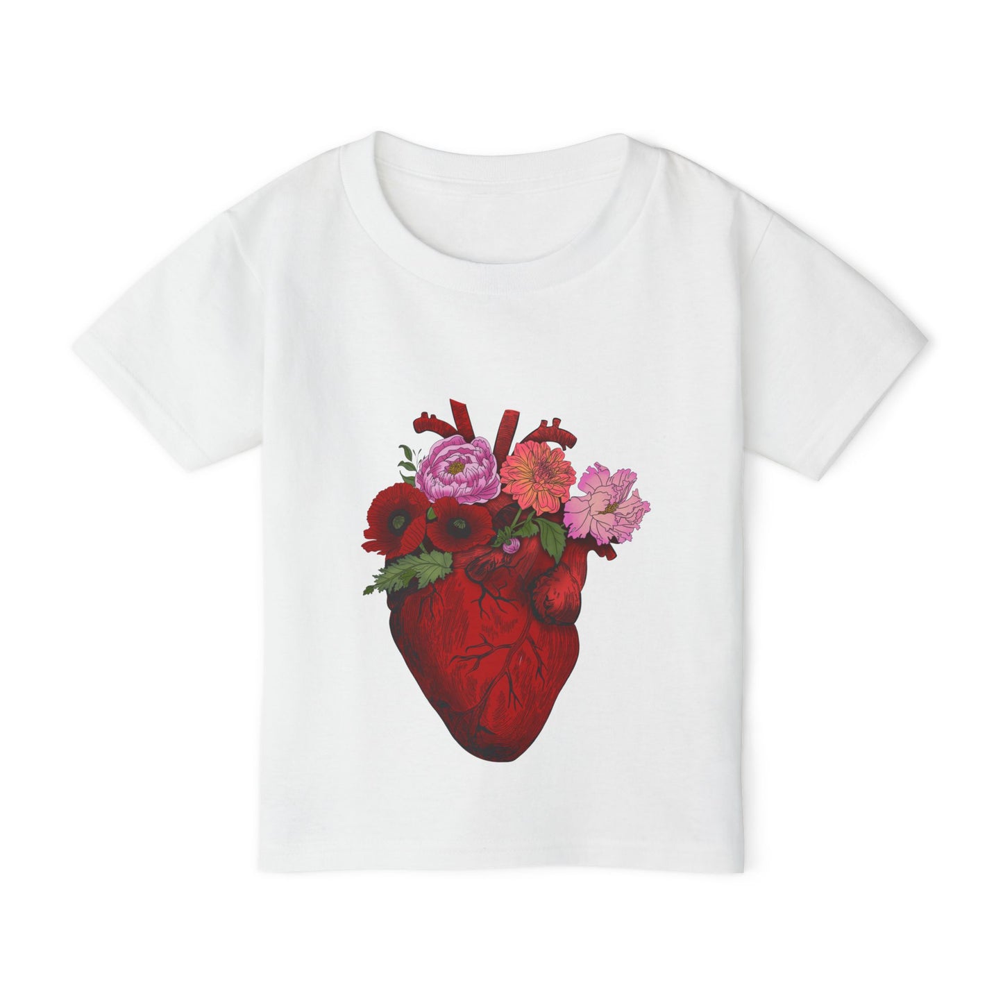 Floral Heart Toddler T-Shirt — Floral Anatomical Heart Graphic
