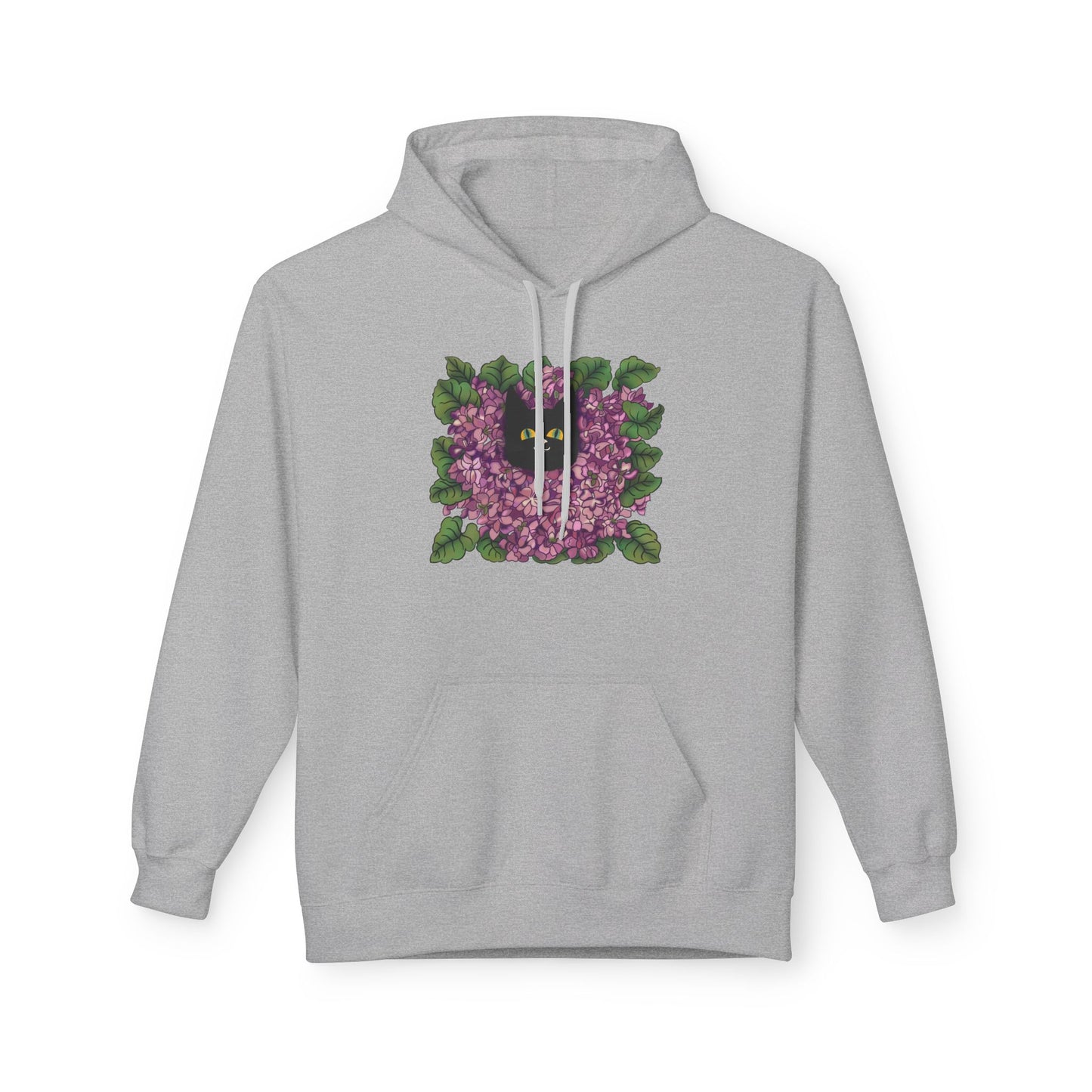 Lillac Black Cat Hoodie — Vintage Purple Lilac Graphic Pullover
