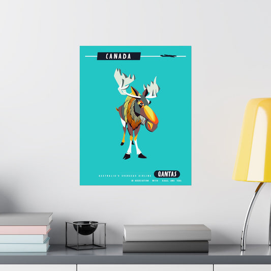 Qantas Airline Canadian Moose Satin Poster