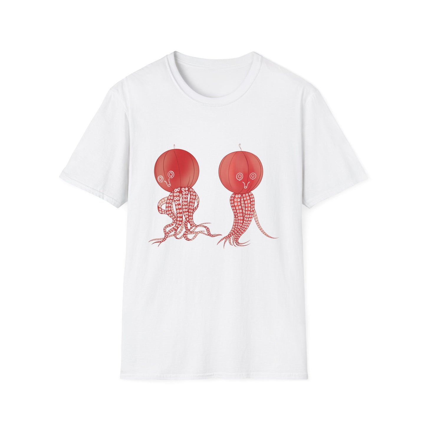 Red Jellyfish Duo by Koizumi Kawasaki TShirt — Cute Ocean Sea Creature Tees