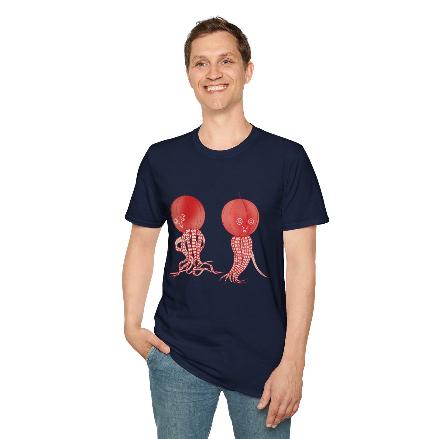 Red Jellyfish Duo by Koizumi Kawasaki TShirt — Cute Ocean Sea Creature Tees