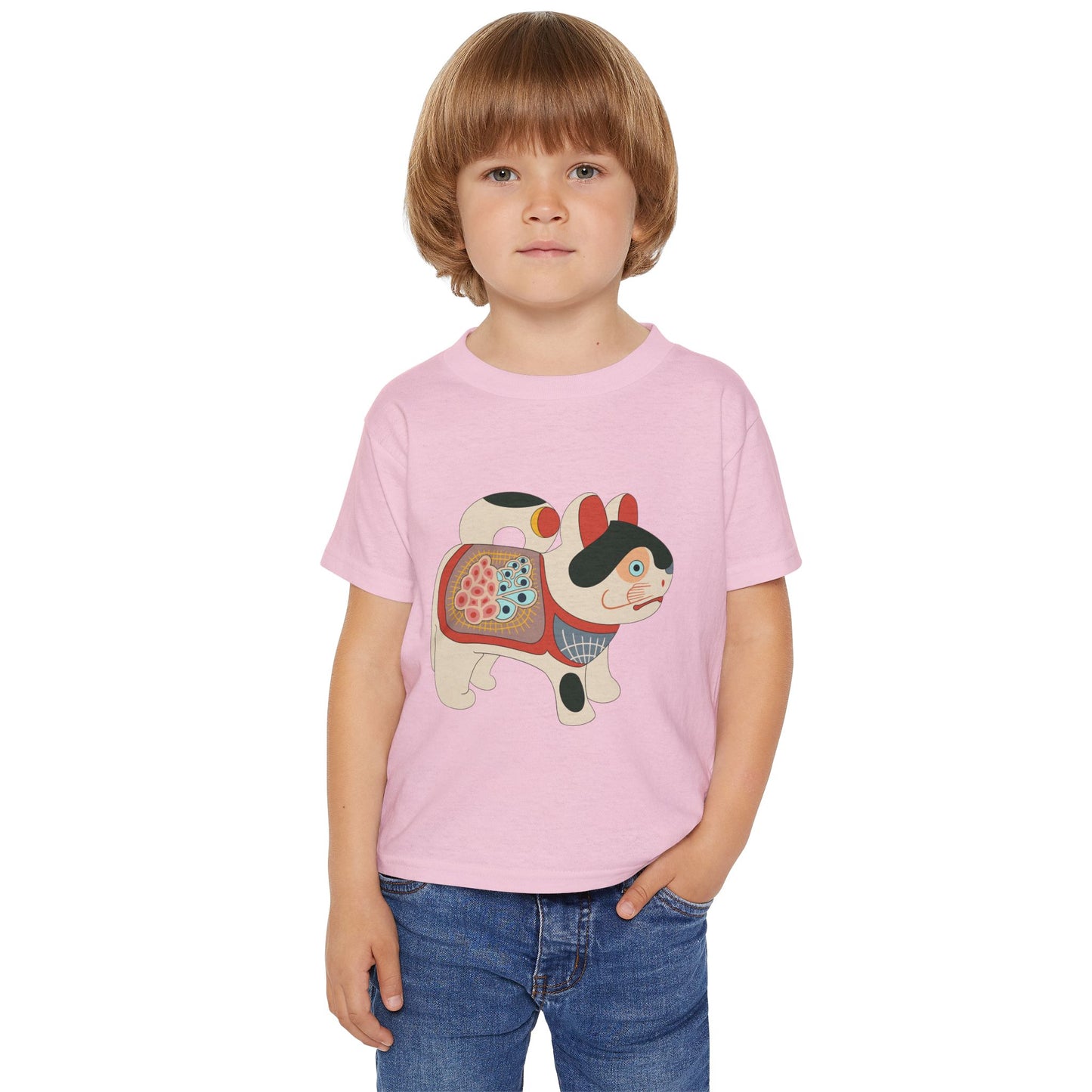 Lucky Inu Hariko illustration by Kawasaki Kyosen Toddler Tshirt — Japanese Lucky Cat Tee