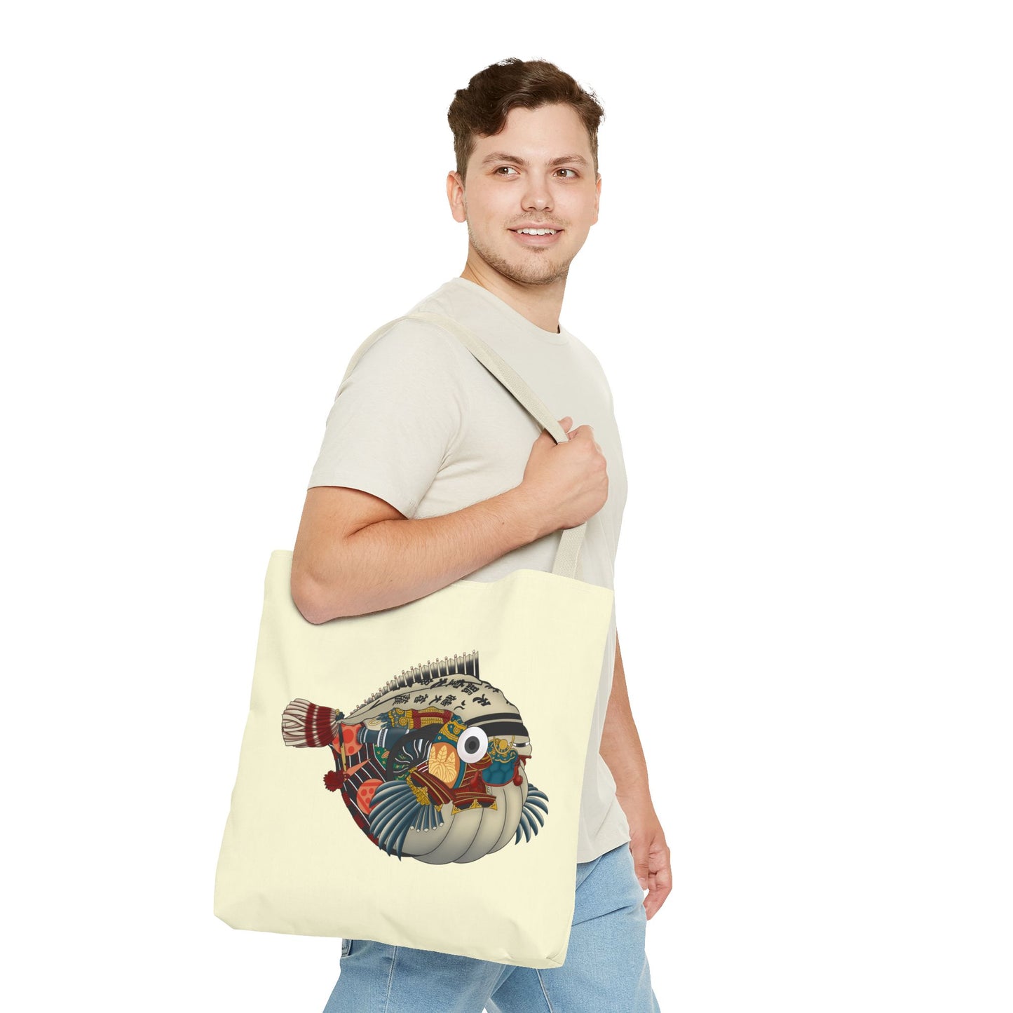 Puffer Fish Japanese Art Tote Bag — Colorful Japanese-Inspired Marine Illustration