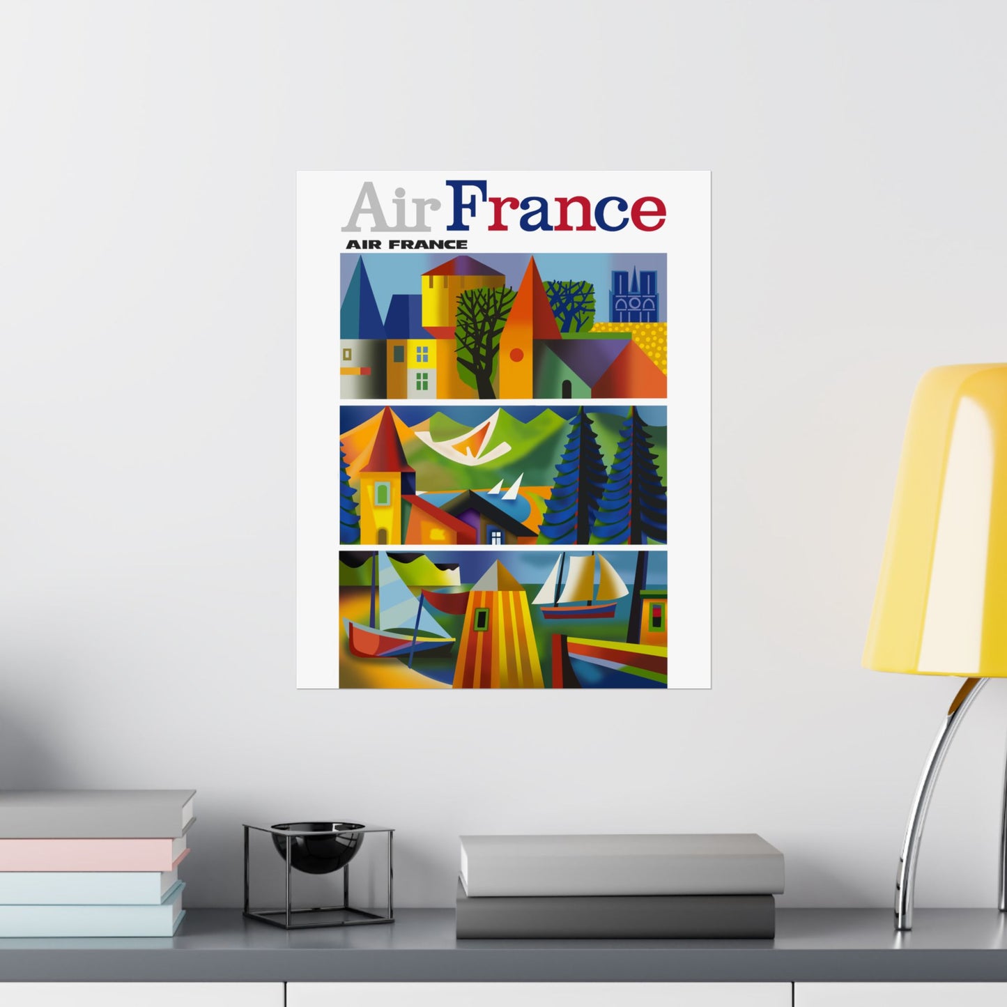 Vintage Air France Travel Destination Satin Poster