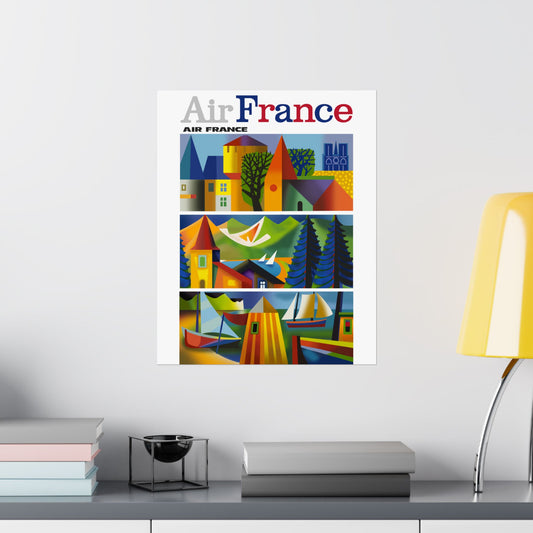 Vintage Air France Travel Destination Satin Poster