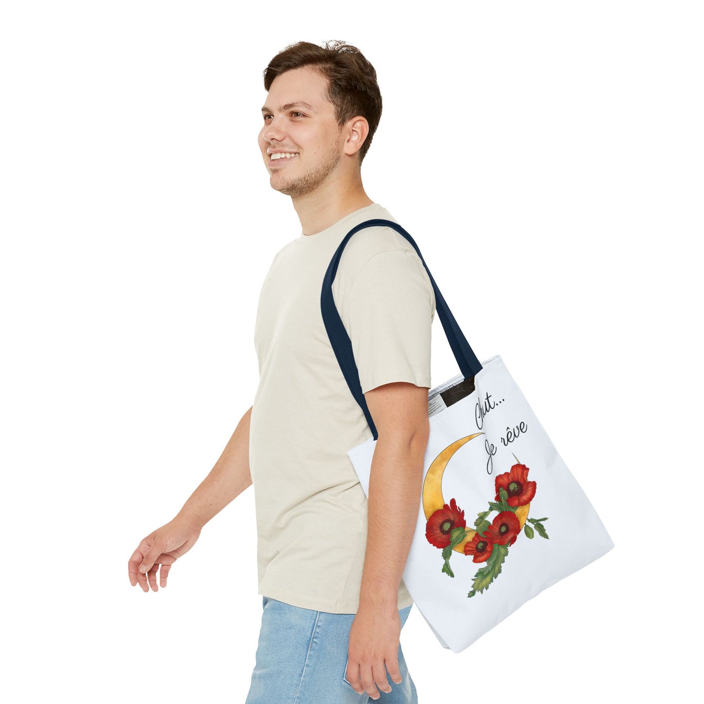 Tote Bag — "Chut... Je rêve" French Script Reversible Tote