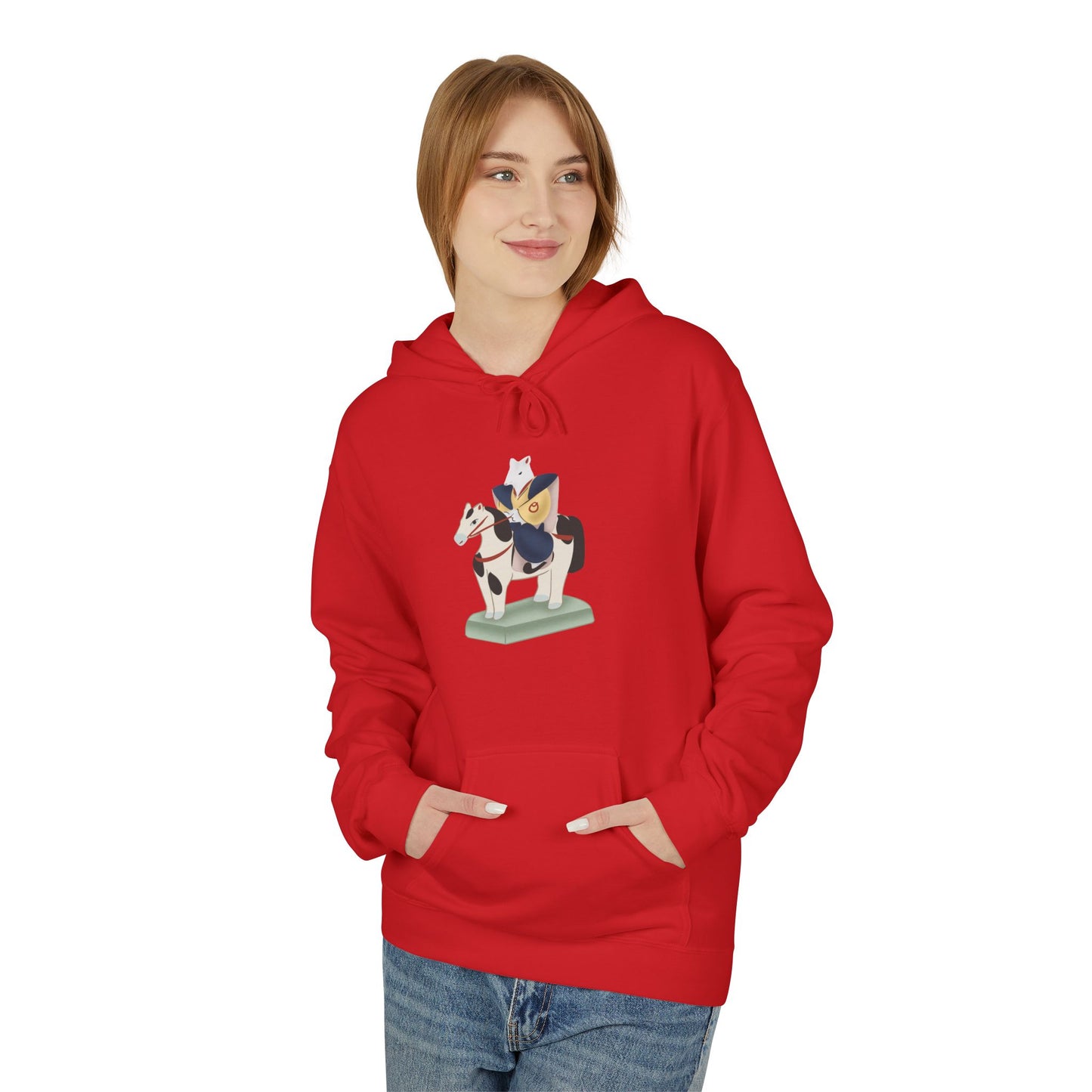 Miharu-goma Horse Hoodie — Traditional Japanese Toy Horse Graphic Sweatshirt