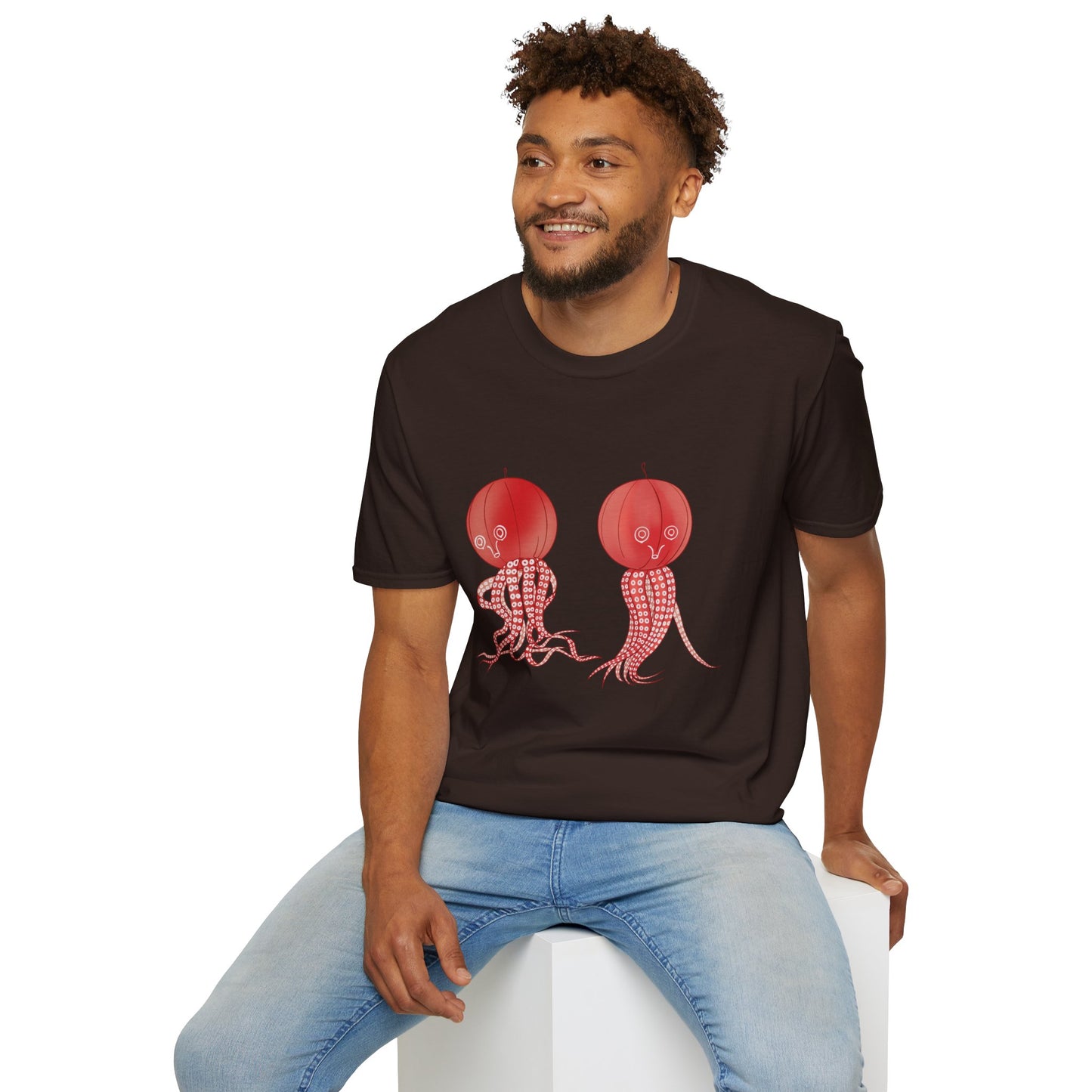 Red Jellyfish Duo by Koizumi Kawasaki TShirt — Cute Ocean Sea Creature Tees