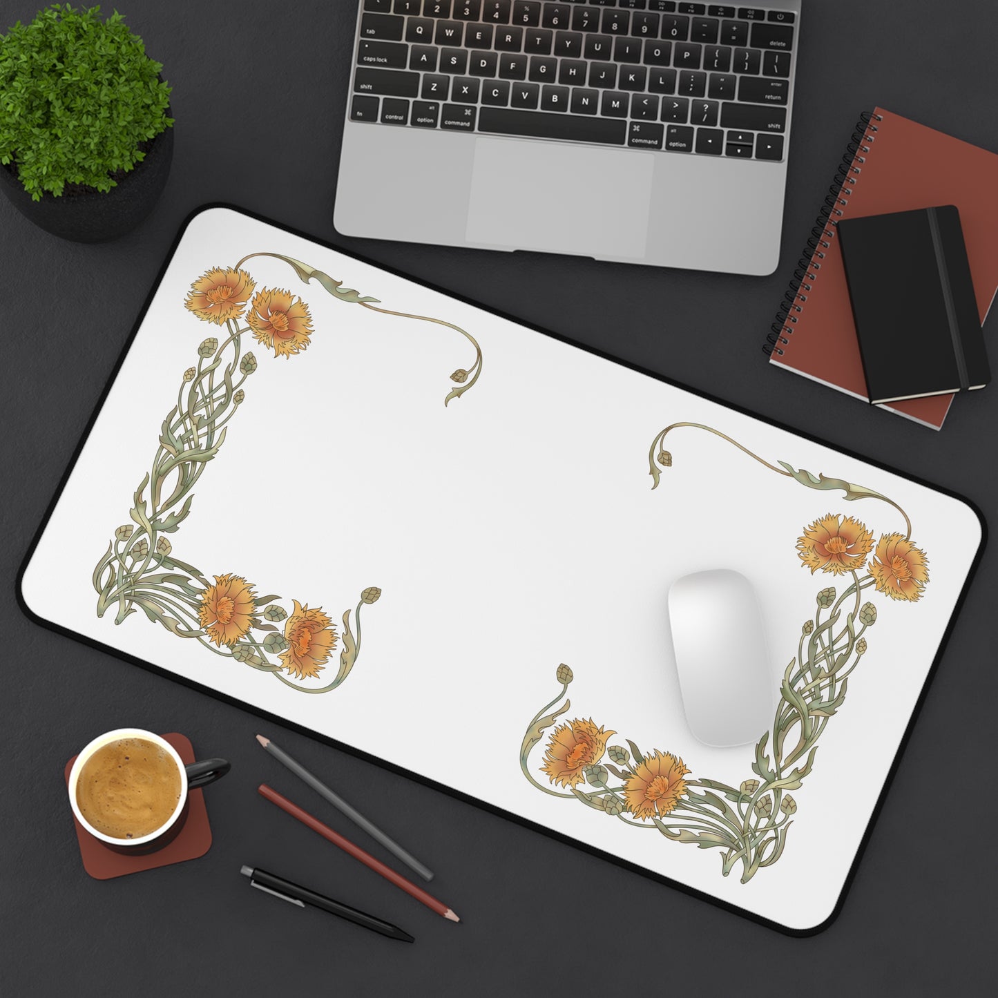 Floral Desk Mat – Elegant Office Decor with Sunflower Design