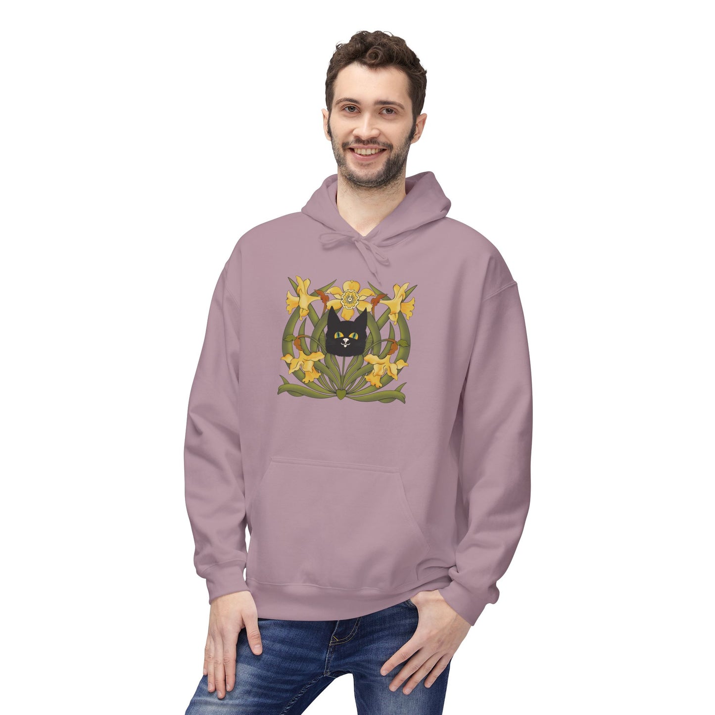 Daffodil Crest Hoodie — Vintage Floral Emblem Pullover