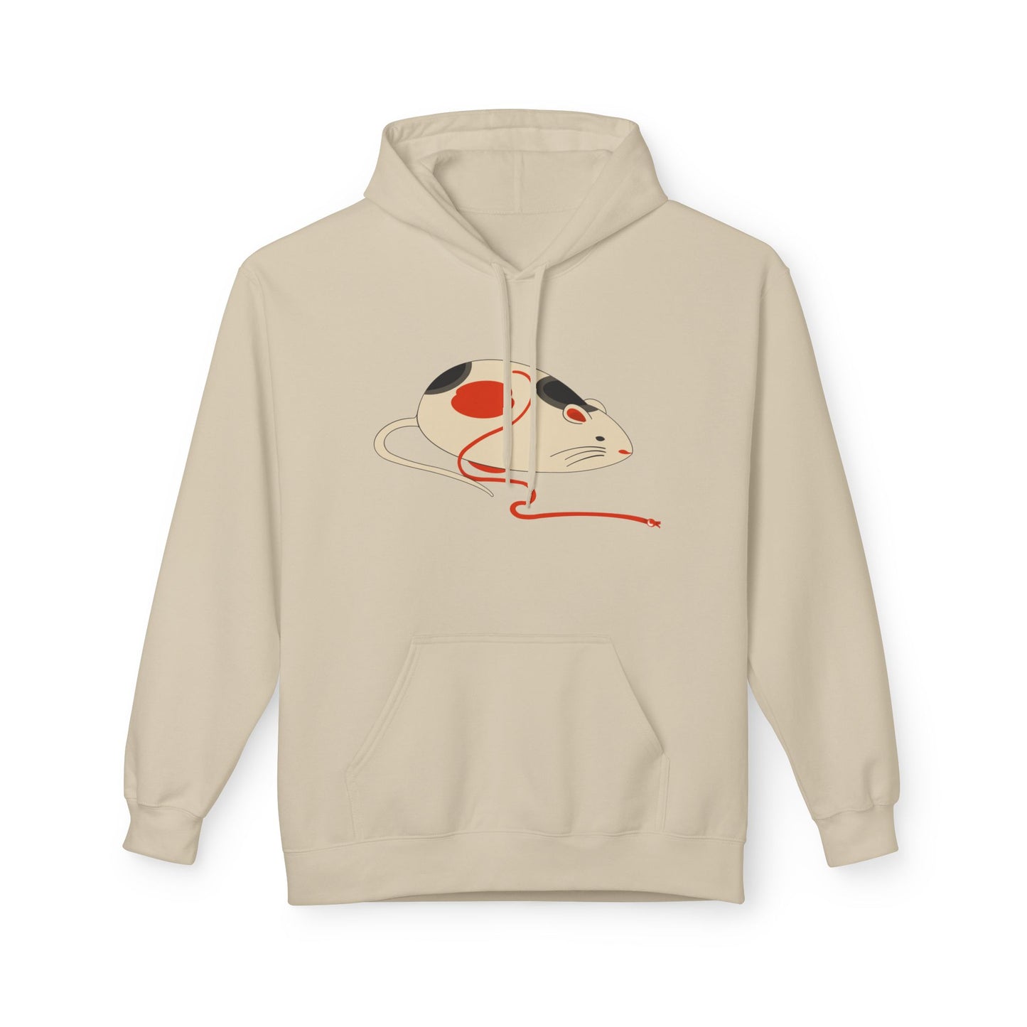 Japanese "Nezumi" Mouse Hoodie — Cute Calico Mouse Illustration Pullover