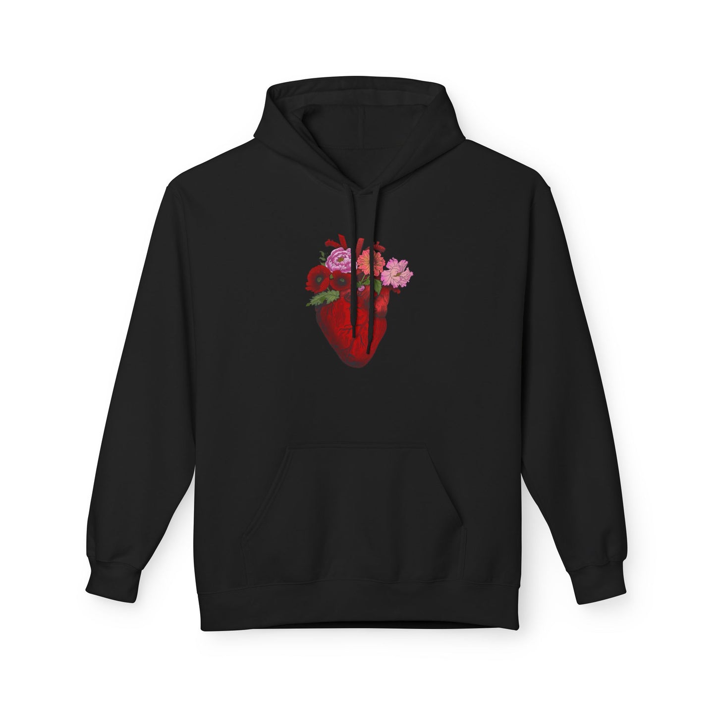 Floral Anatomical Heart Hoodie — Botanical Heart Graphic Pullover