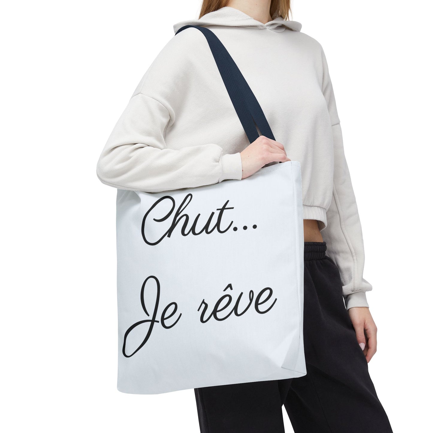Tote Bag — "Chut... Je rêve" French Script Reversible Tote